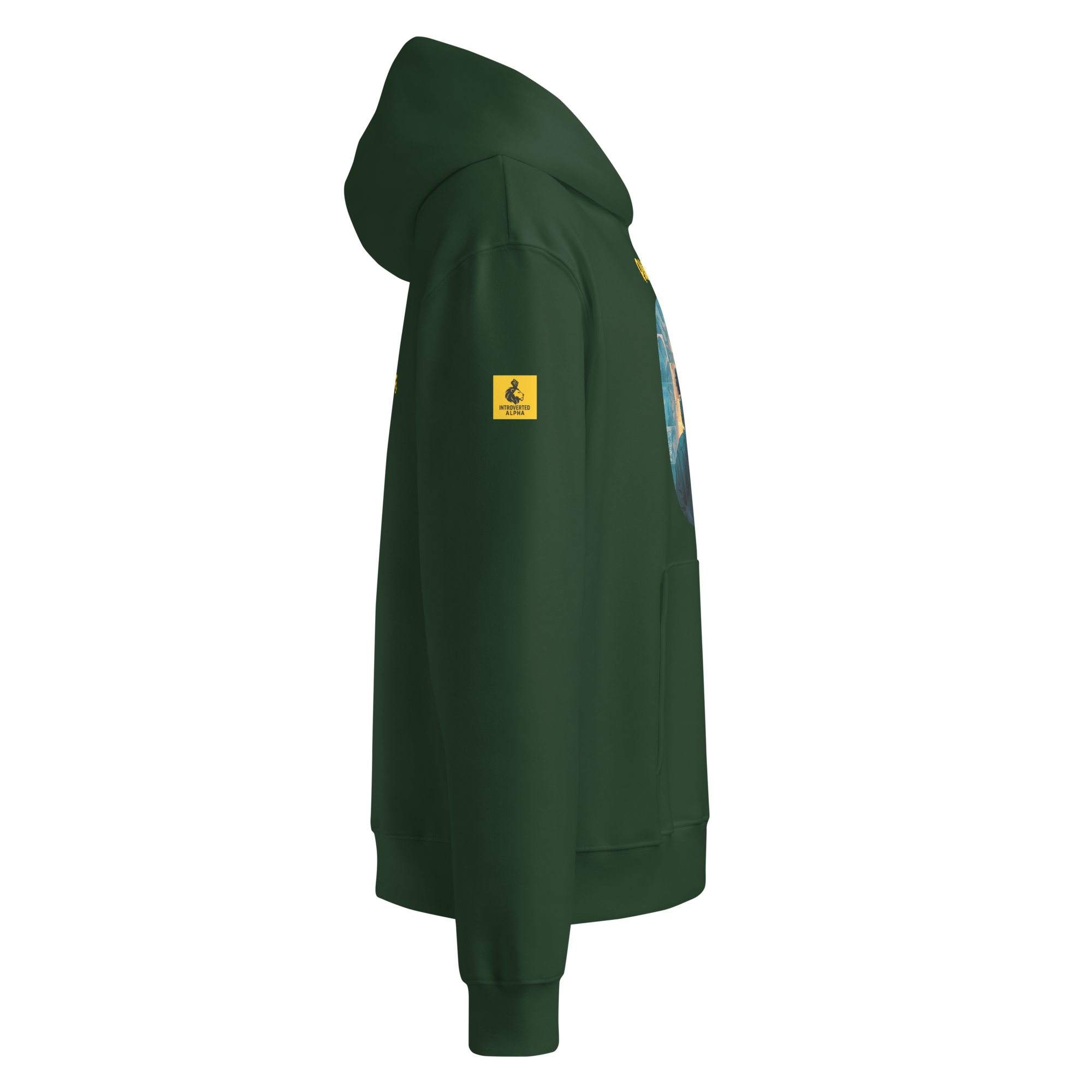IntrovertedAlpha™ Oversized Hoodie in Forest for men, elevated everyday streetwear with a relaxed oversized fit