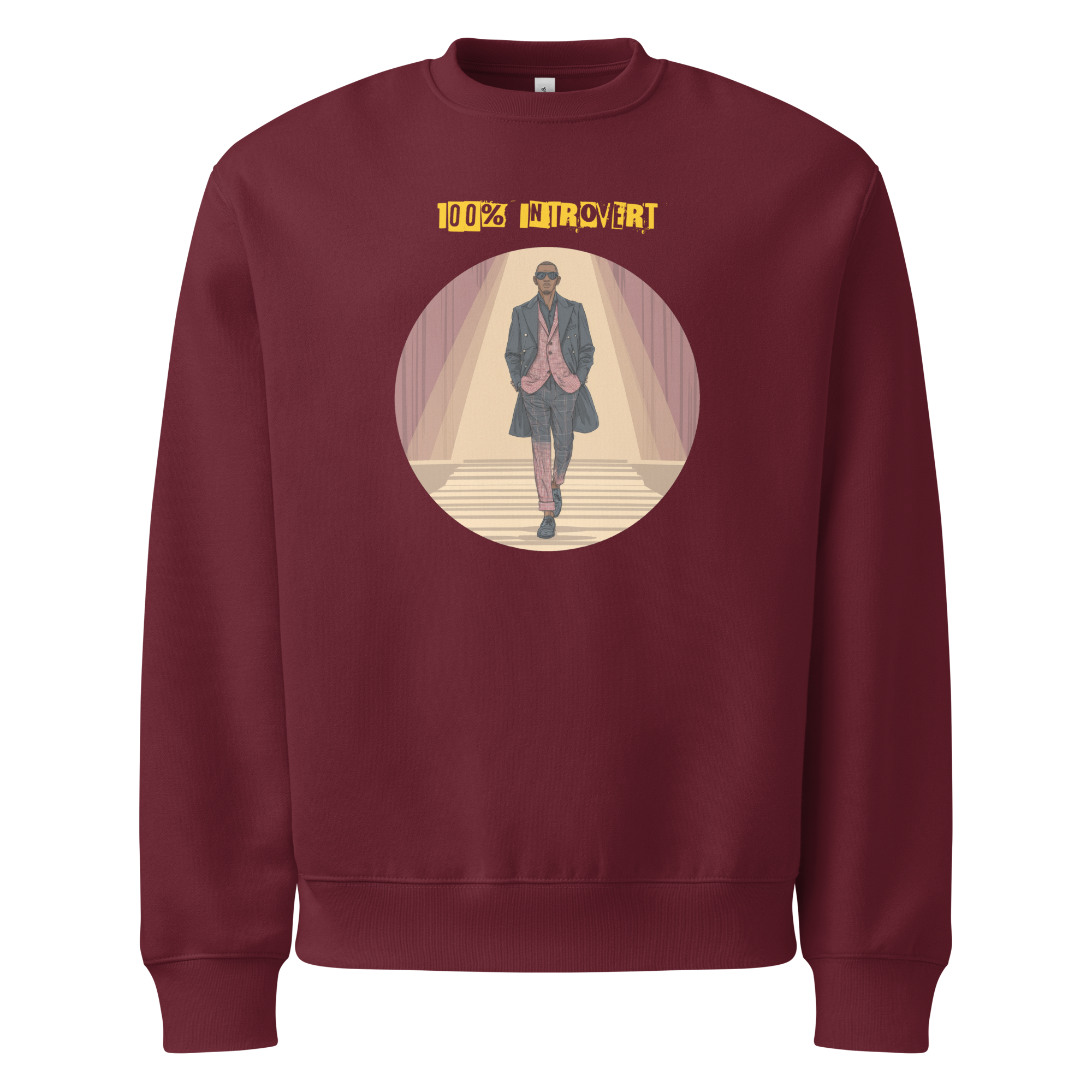 IntrovertedAlpha™ Oversized Sweatshirt in Maroon for men, rich-toned oversized sweatshirt with heavyweight comfort
