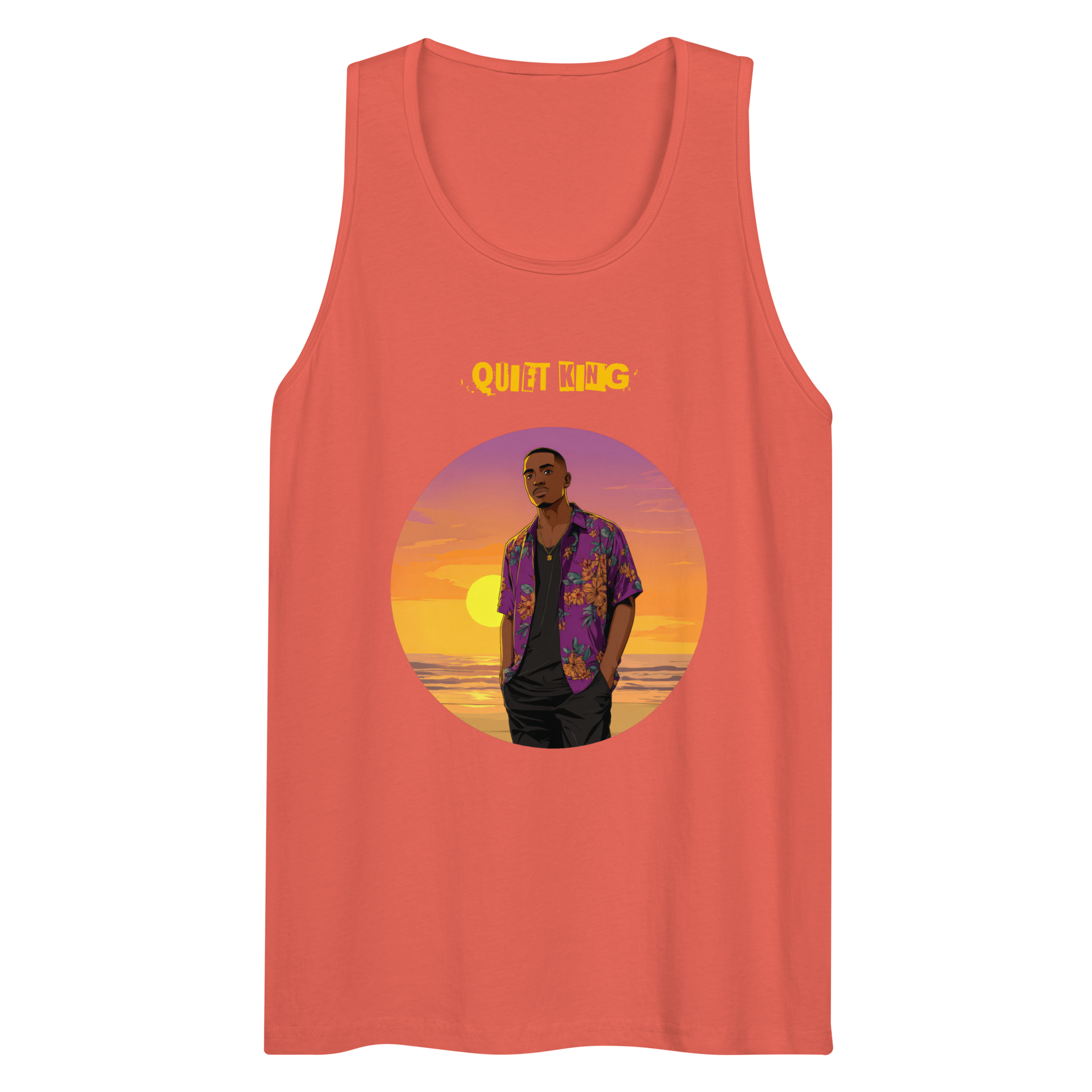 IntrovertedAlpha™ Tank Top in Coral for men, lightweight summer tank top with a vibrant casual tone