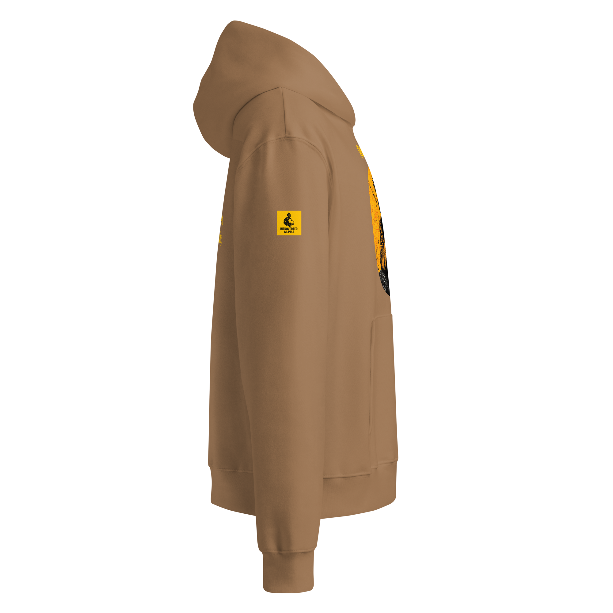 IntrovertedAlpha™ Oversized Hoodie in Vintage Brown for men, premium oversized streetwear with a warm neutral tone