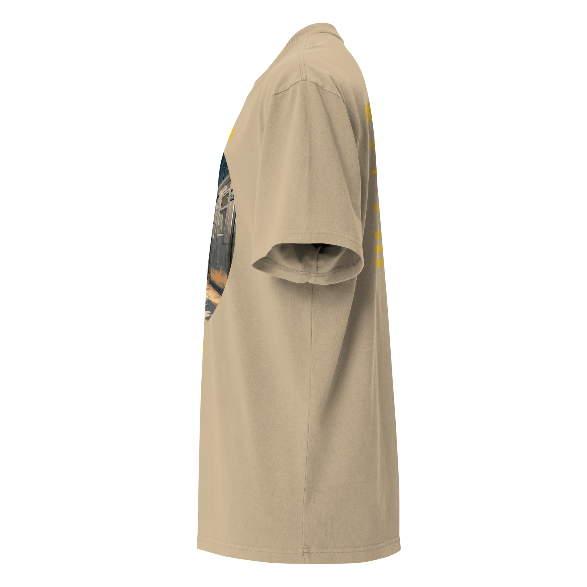 IntrovertedAlpha™ Oversized Faded T-Shirt in Faded Khaki for men, neutral oversized T-shirt with casual streetwear style