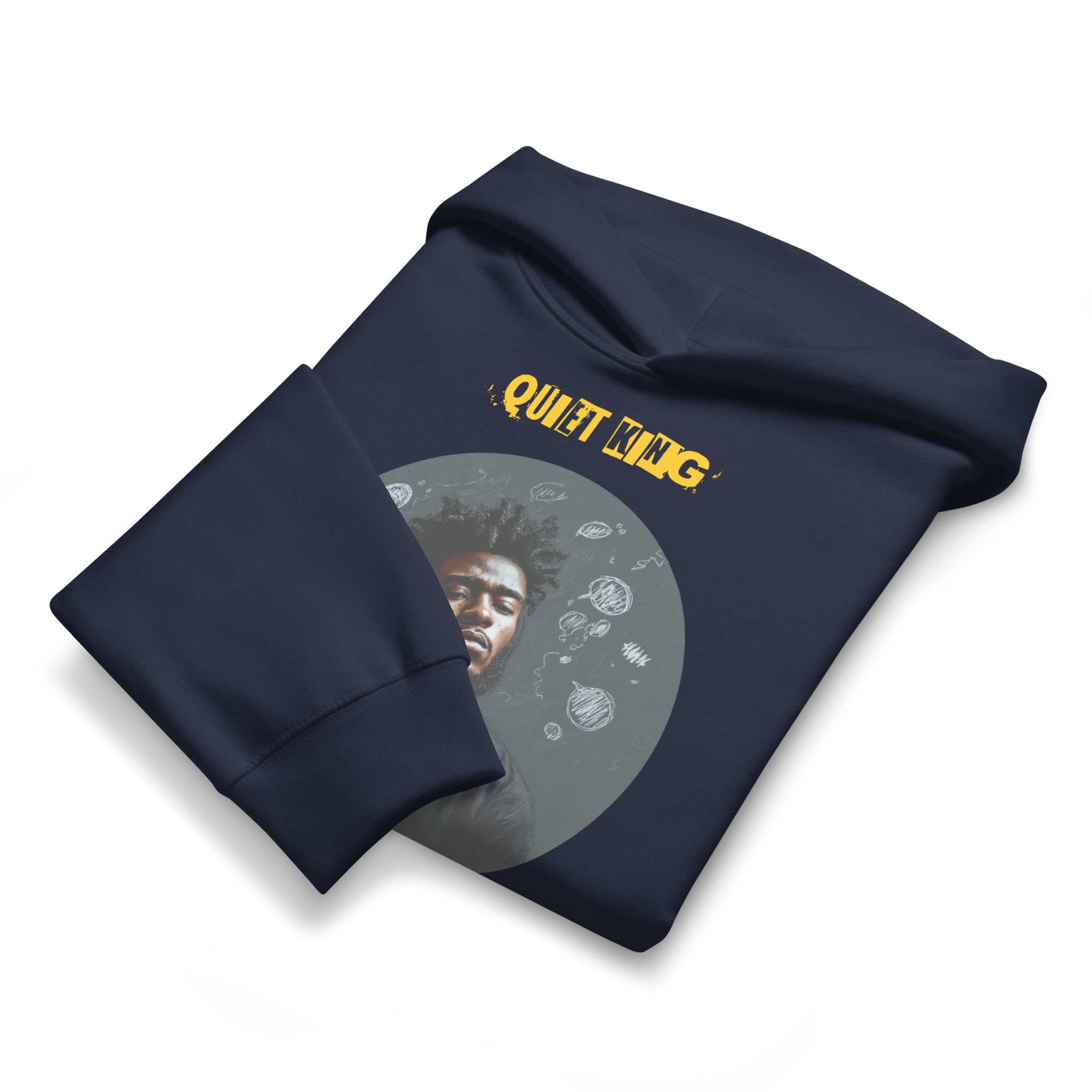 IntrovertedAlpha™ Oversized Hoodie in Navy for men, minimalist heavyweight hoodie with a relaxed streetwear fit