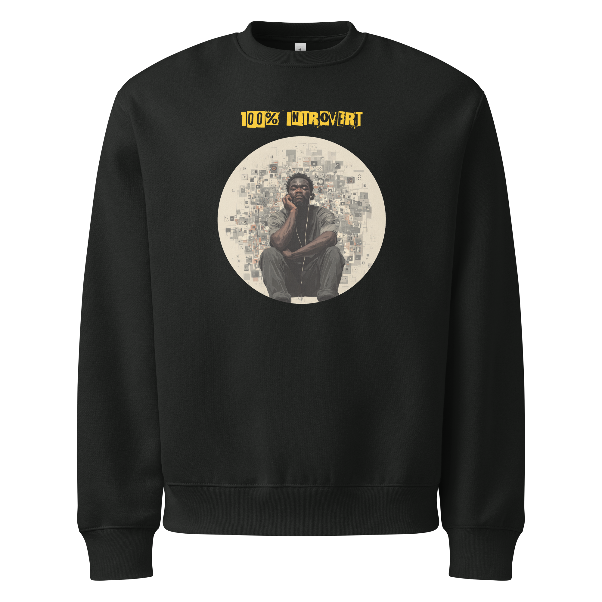 IntrovertedAlpha™ Oversized Sweatshirt in Vintage Black for men, washed heavyweight sweatshirt with a relaxed oversized fit