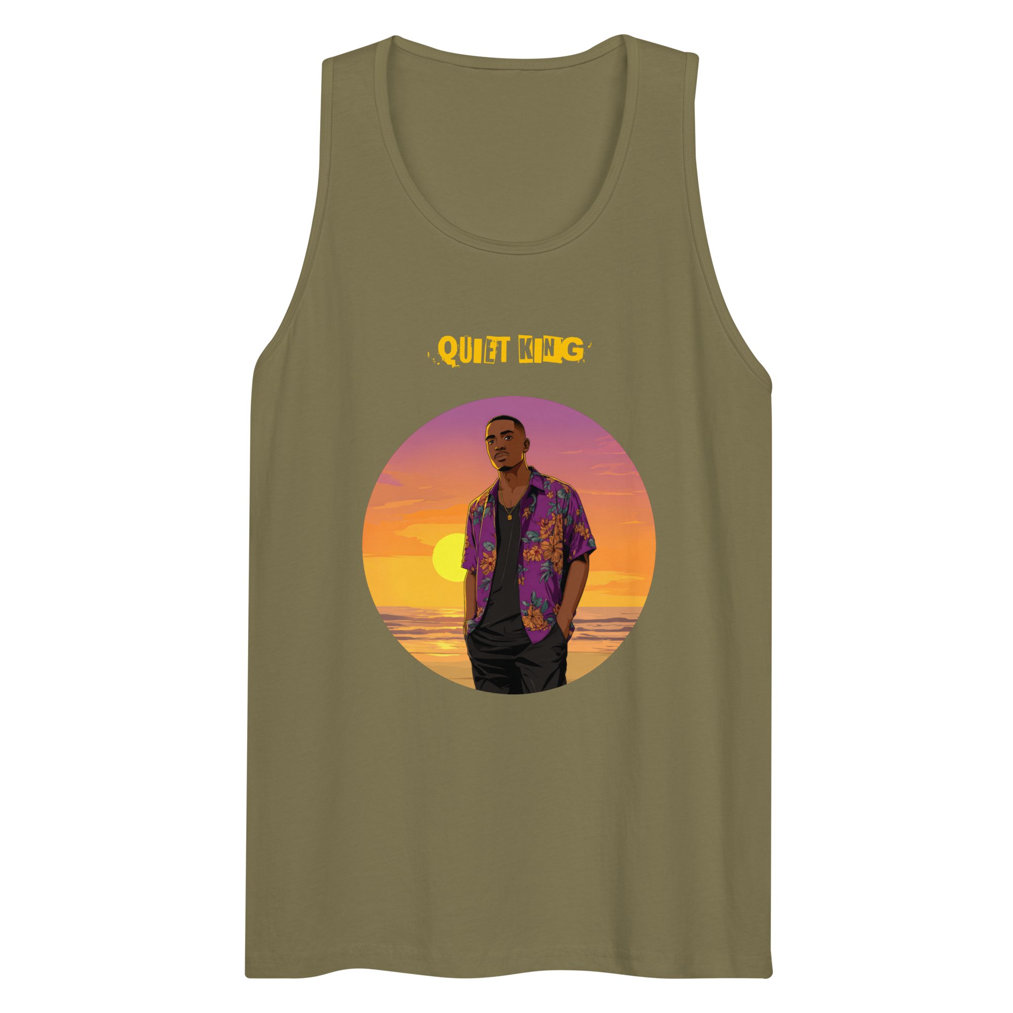 IntrovertedAlpha™ Tank Top in Military Green for men, athletic streetwear tank with a grounded utilitarian tone