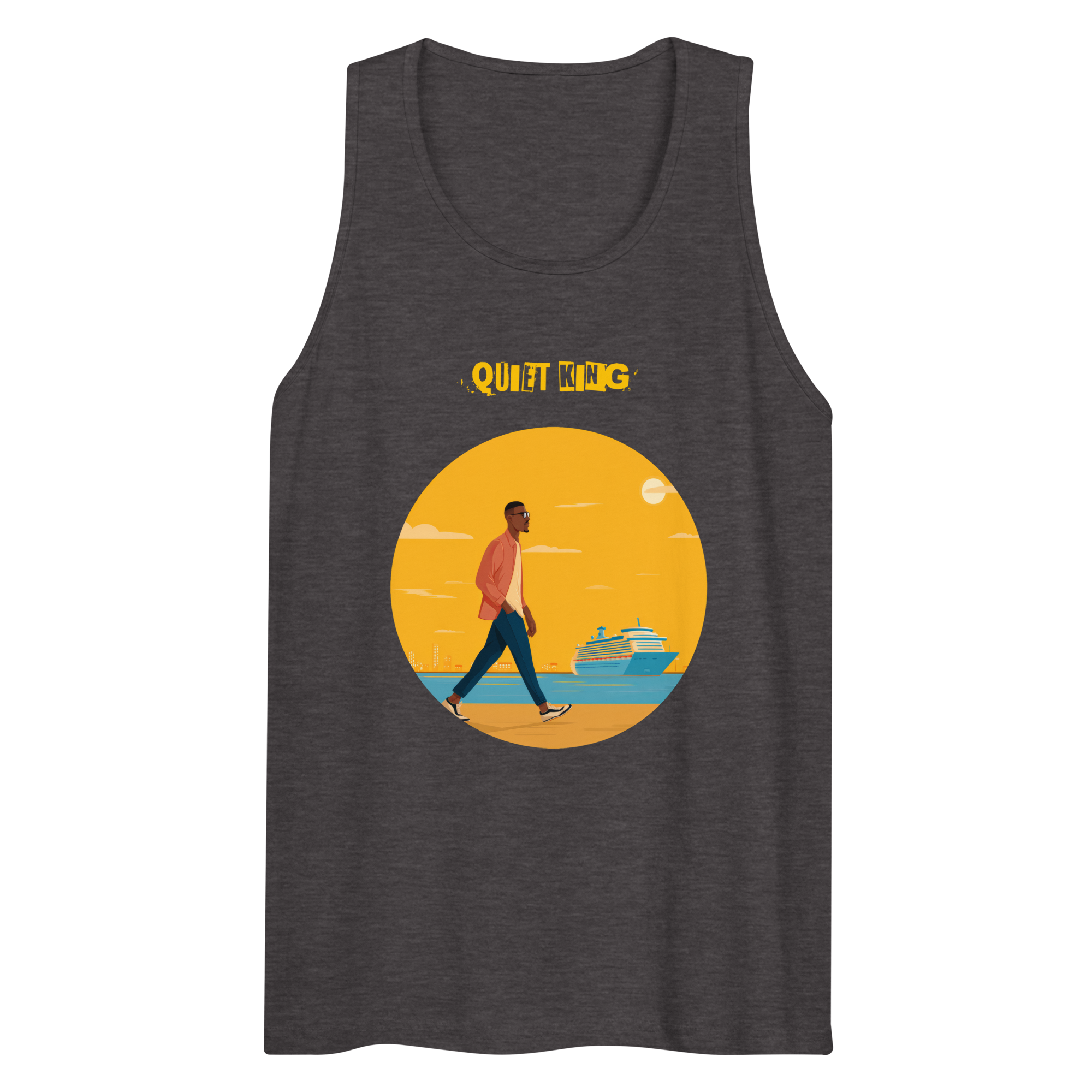 IntrovertedAlpha™ Tank Top in Charcoal Heather for men, soft-blend tank top with a clean everyday fit