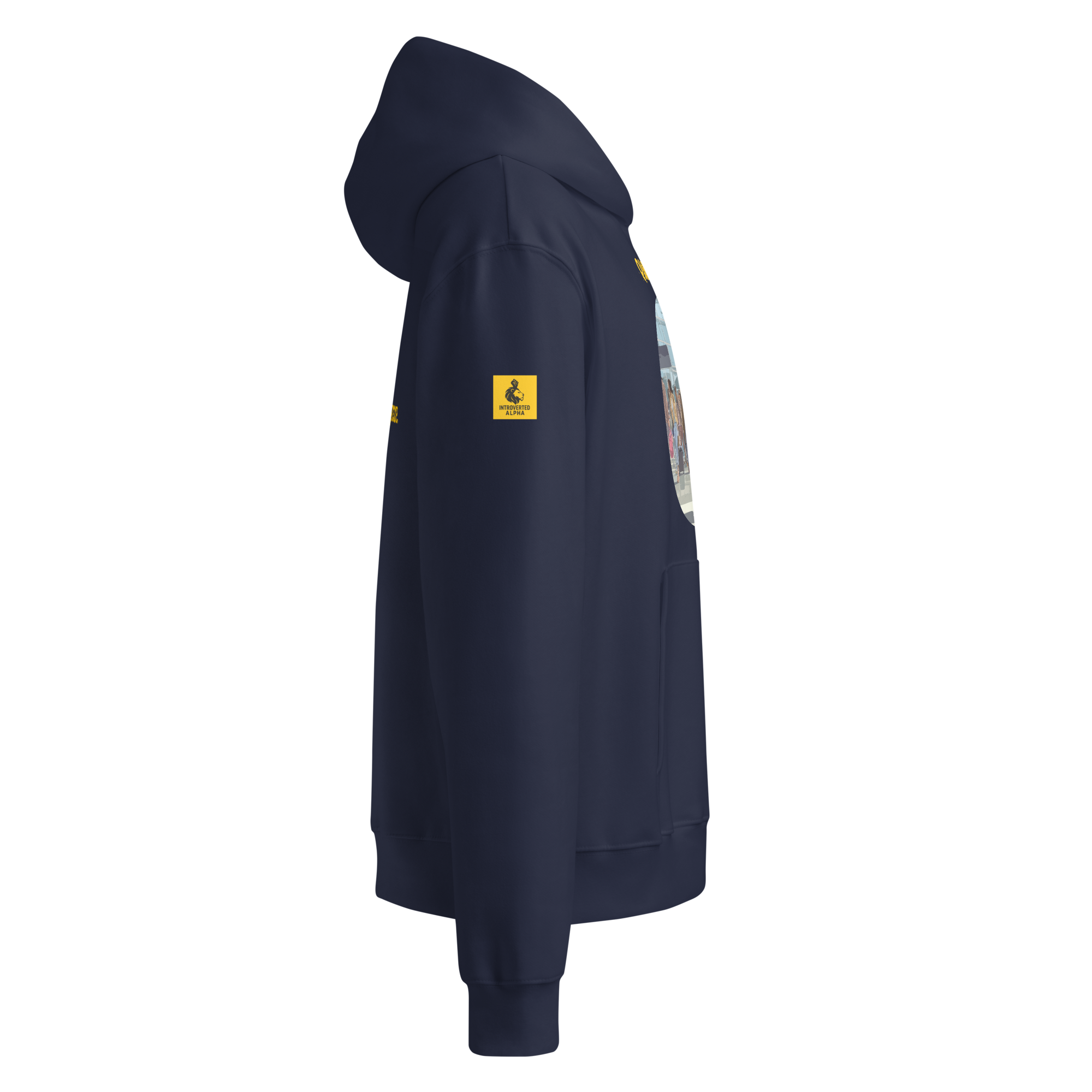 IntrovertedAlpha™ Oversized Hoodie in Navy for men, minimalist heavyweight hoodie with a relaxed streetwear fit