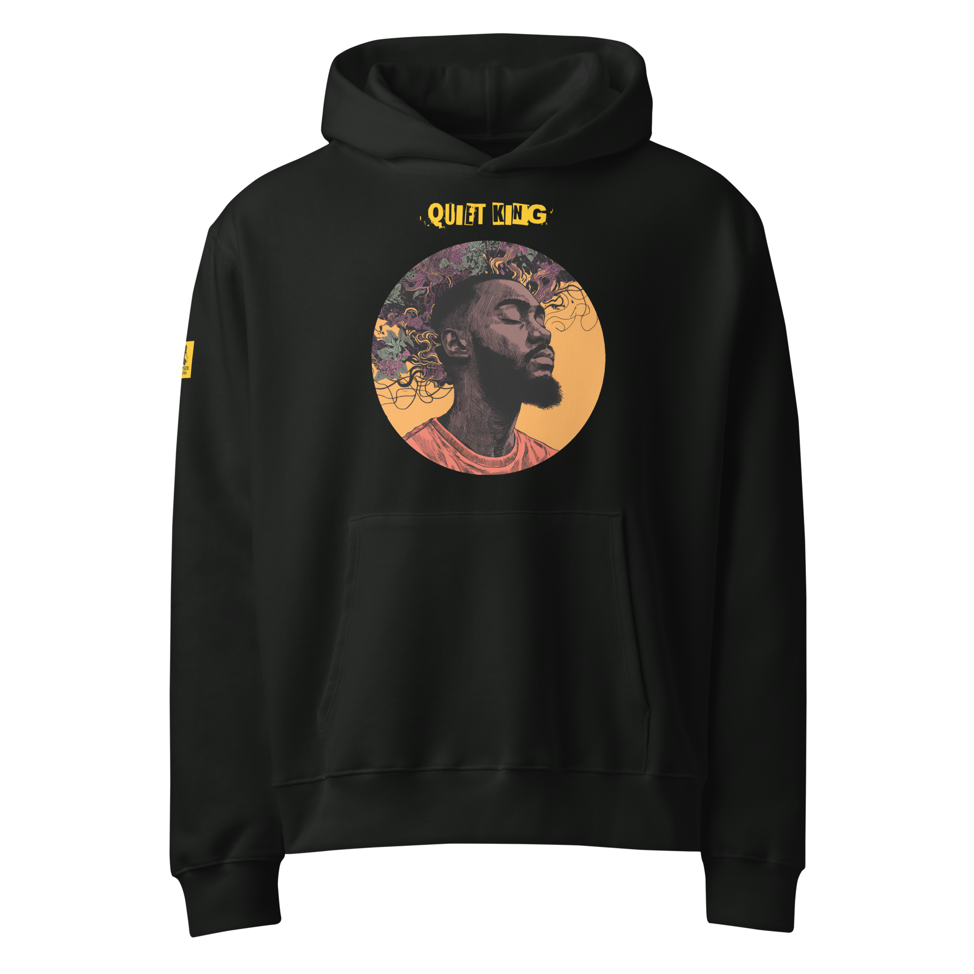 IntrovertedAlpha™ Oversized Hoodie in Vintage Black for men, premium heavyweight streetwear with a relaxed oversized fit