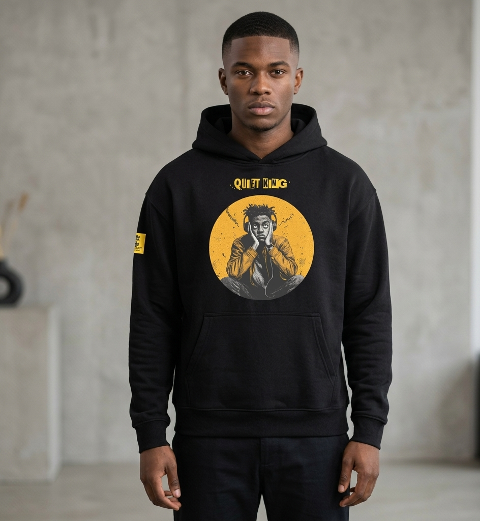 IntrovertedAlpha™ Oversized Hoodie in Vintage Black for men, premium heavyweight streetwear with a relaxed oversized fit