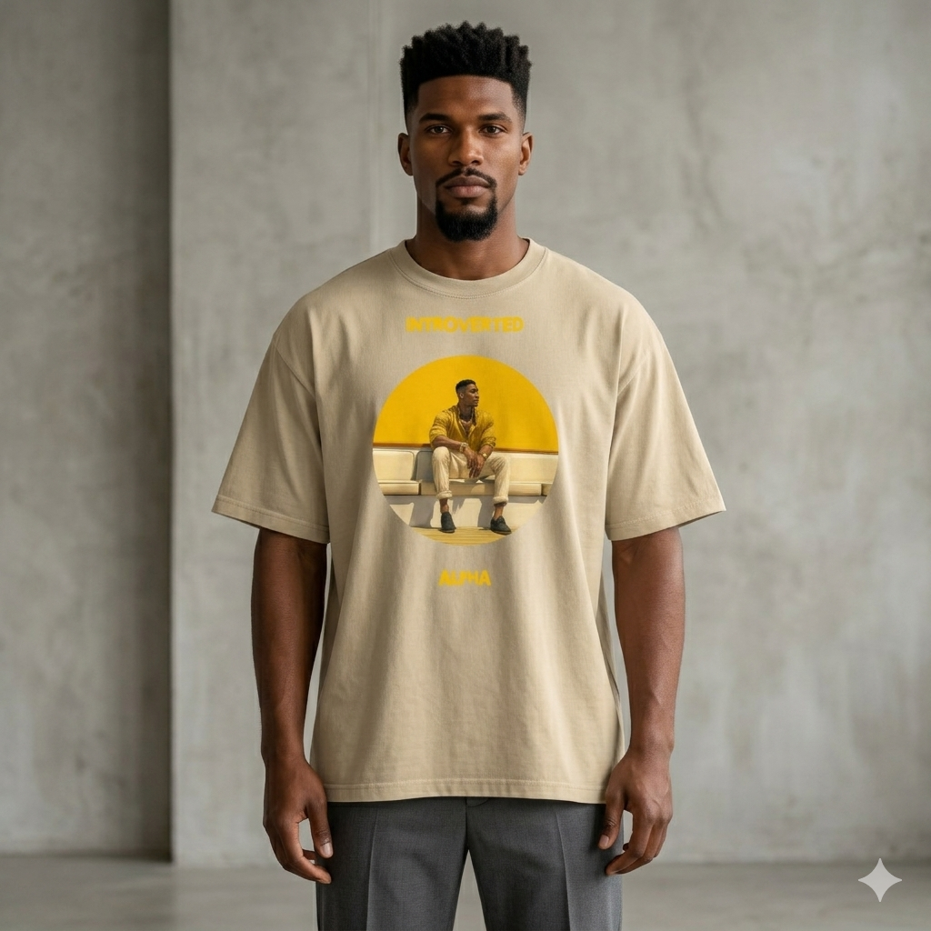 Xantho Philos™ Oversized Faded T-Shirt in Faded Khaki for men, neutral oversized T-shirt with casual streetwear style