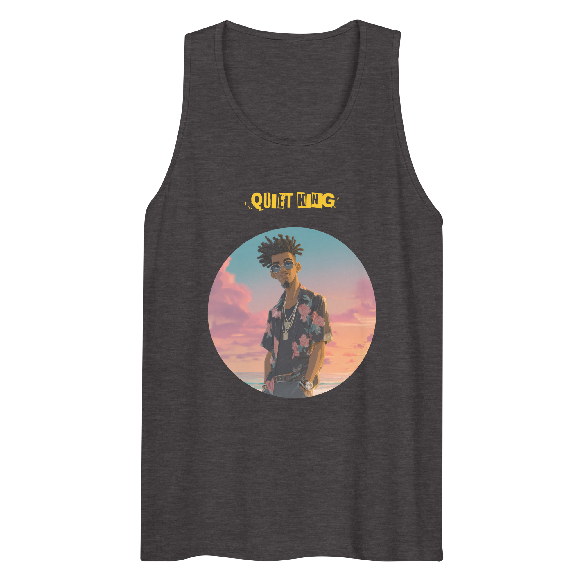 IntrovertedAlpha™ Tank Top in Charcoal Heather for men, soft-blend tank top with a clean everyday fit