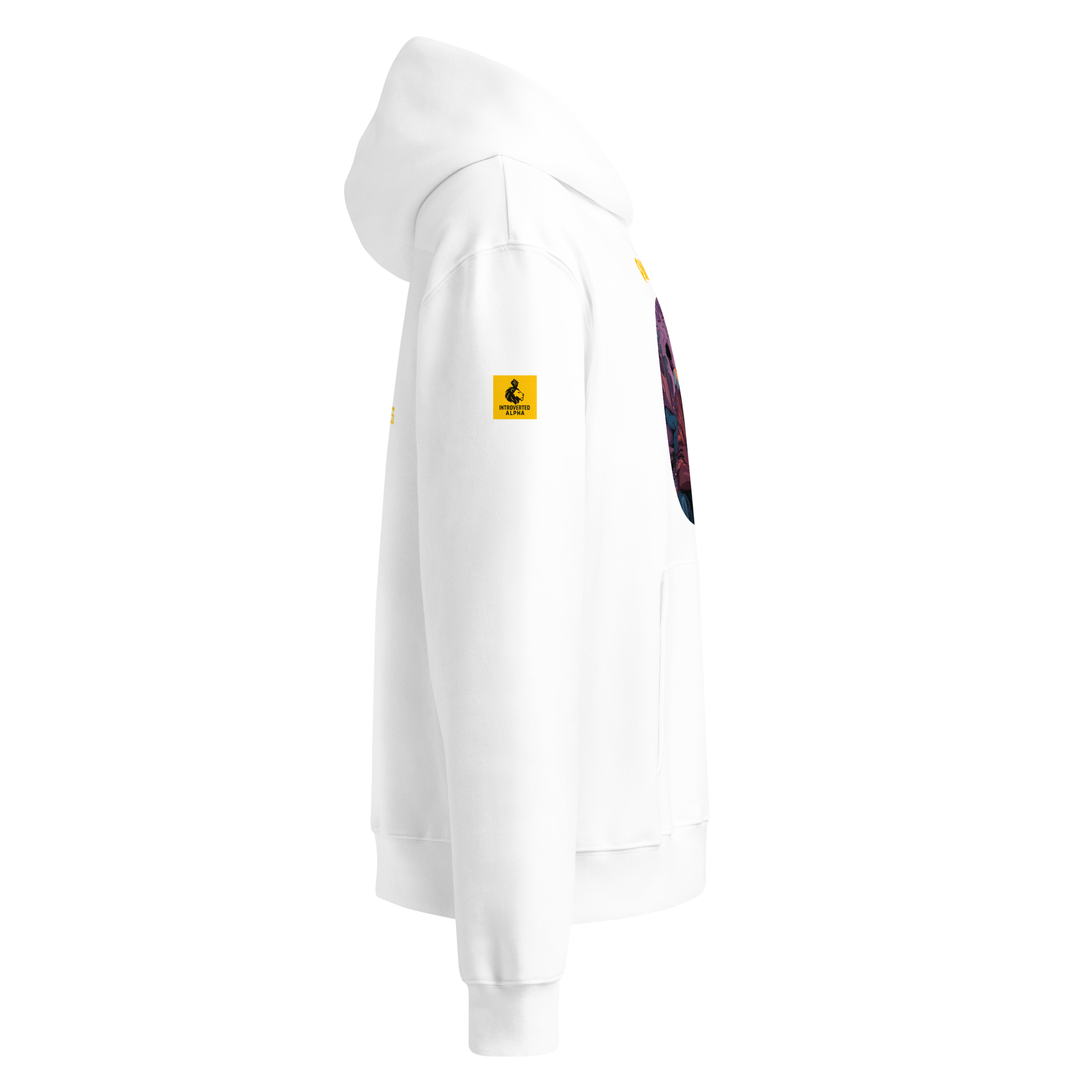 IntrovertedAlpha™ Oversized Hoodie in White for men, crisp minimalist oversized hoodie with premium streetwear appeal