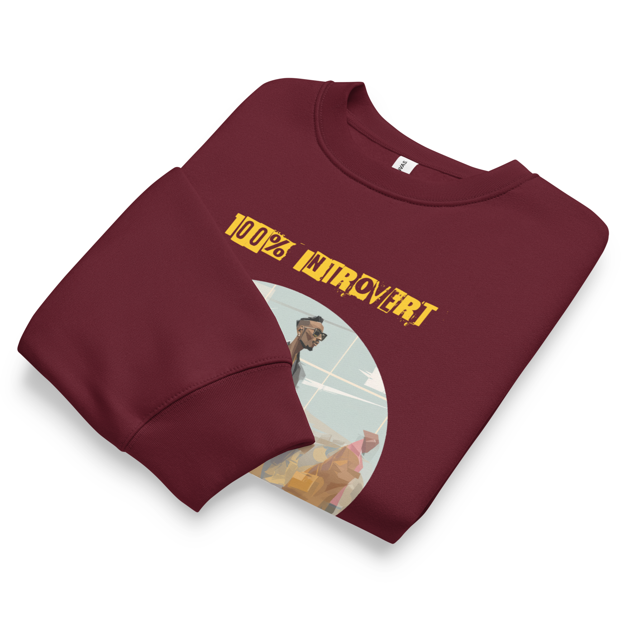 IntrovertedAlpha™ Oversized Sweatshirt in Maroon for men, rich-toned oversized sweatshirt with heavyweight comfort