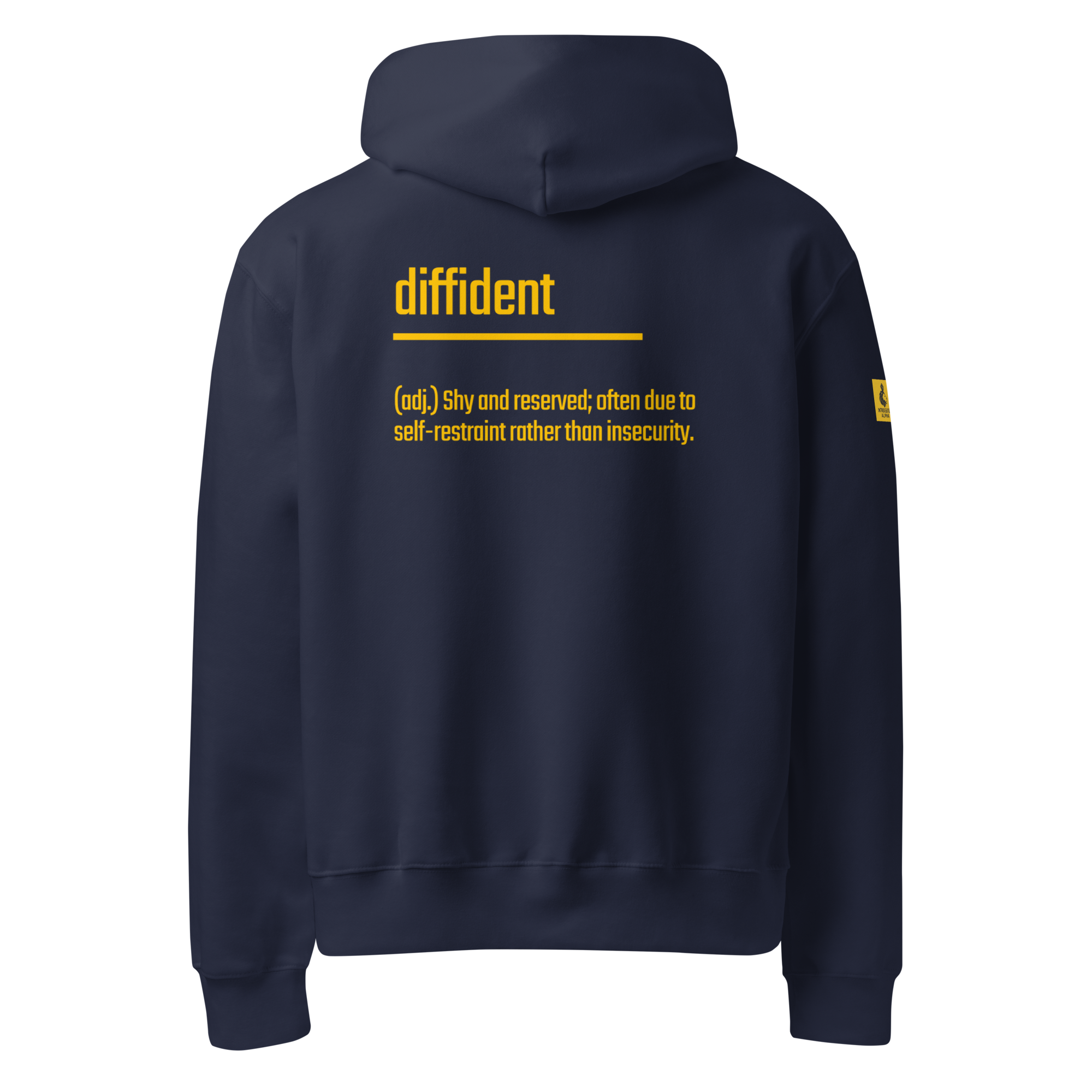 IntrovertedAlpha™ Oversized Hoodie in Navy for men, minimalist heavyweight hoodie with a relaxed streetwear fit
