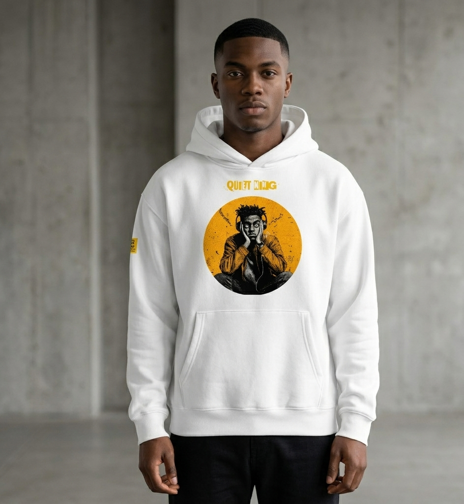 IntrovertedAlpha™ Oversized Hoodie in White for men, crisp minimalist oversized hoodie with premium streetwear appeal