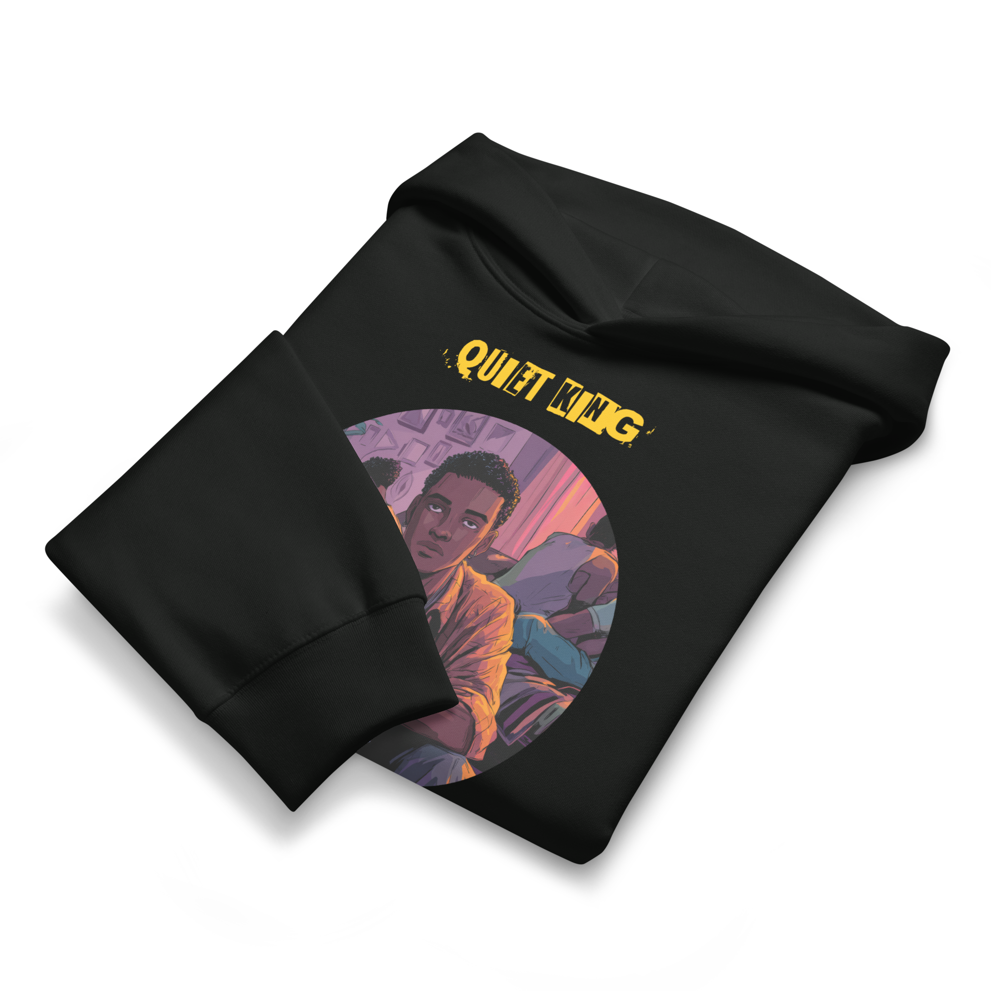 IntrovertedAlpha™ Oversized Hoodie in Vintage Black for men, premium heavyweight streetwear with a relaxed oversized fit
