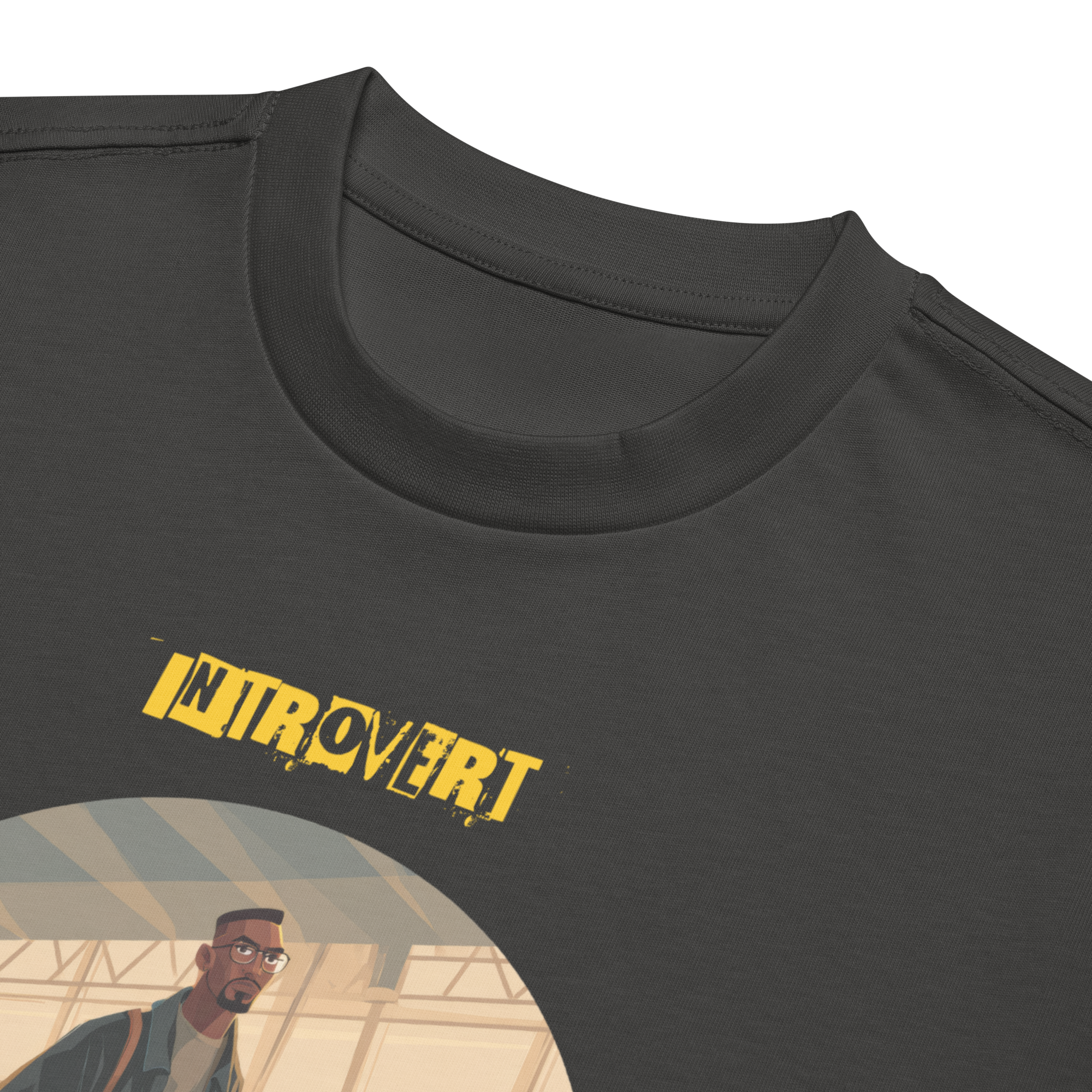 IntrovertedAlpha™ Box Tee in Vintage Black for men, washed boxy T-shirt with a relaxed streetwear silhouette