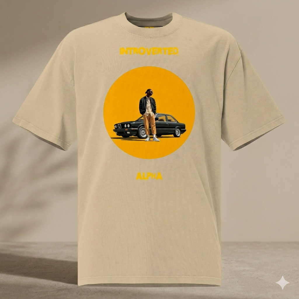 Xantho Philos™ Oversized Faded T-Shirt in Faded Khaki for men, neutral oversized T-shirt with casual streetwear style