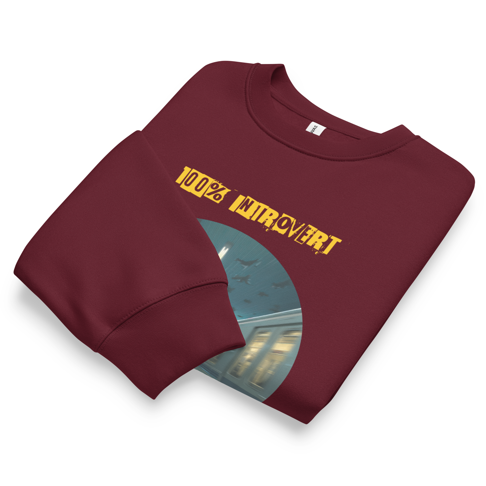 IntrovertedAlpha™ Oversized Sweatshirt in Maroon for men, rich-toned oversized sweatshirt with heavyweight comfort