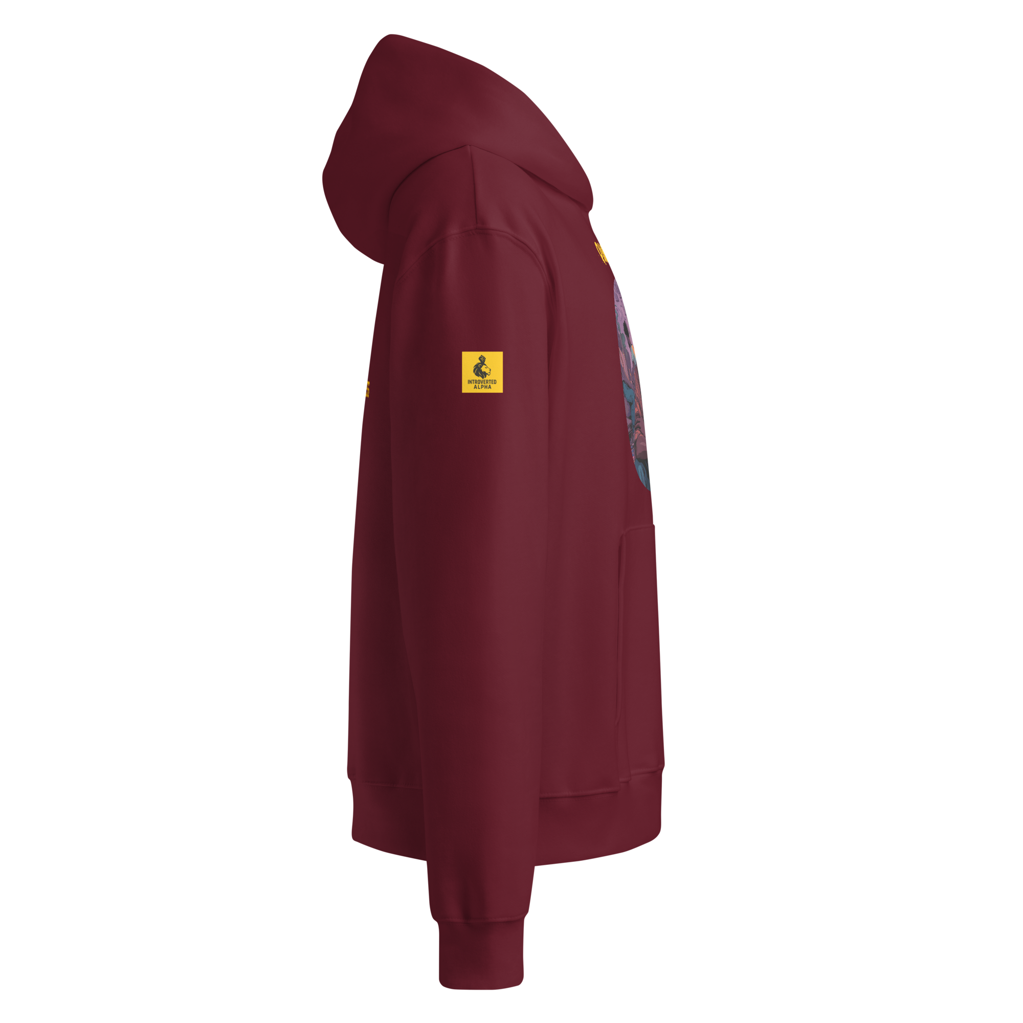 IntrovertedAlpha™ Oversized Hoodie in Maroon for men, premium oversized hoodie with heavyweight comfort