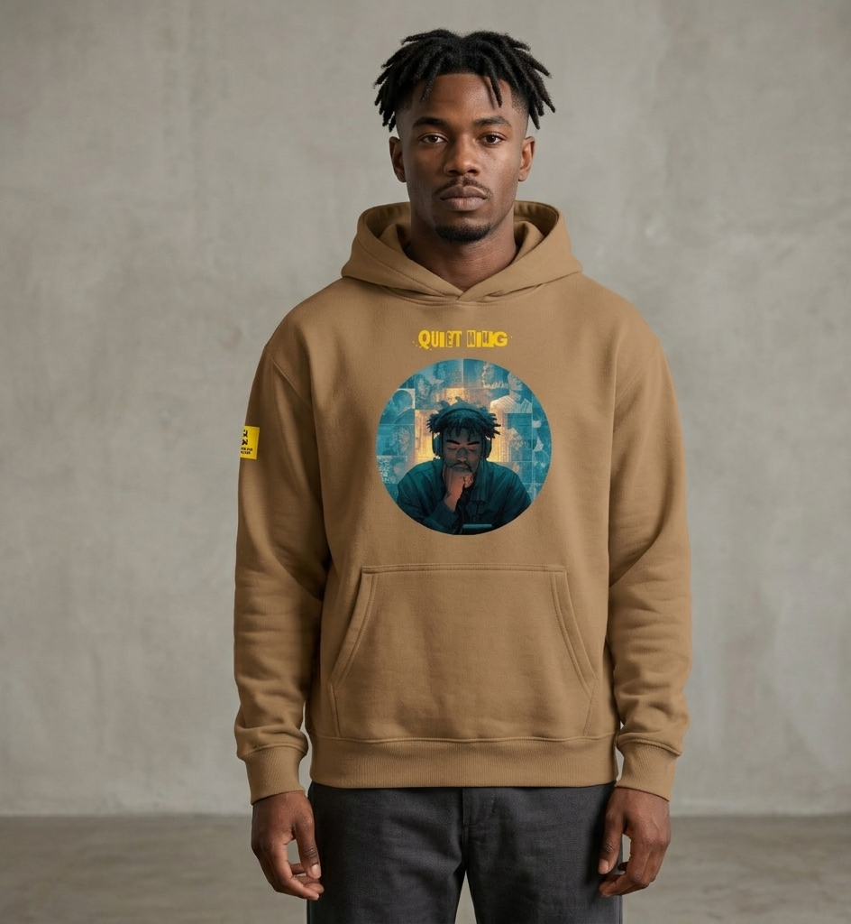 IntrovertedAlpha™ Oversized Hoodie in Vintage Brown for men, premium oversized streetwear with a warm neutral tone