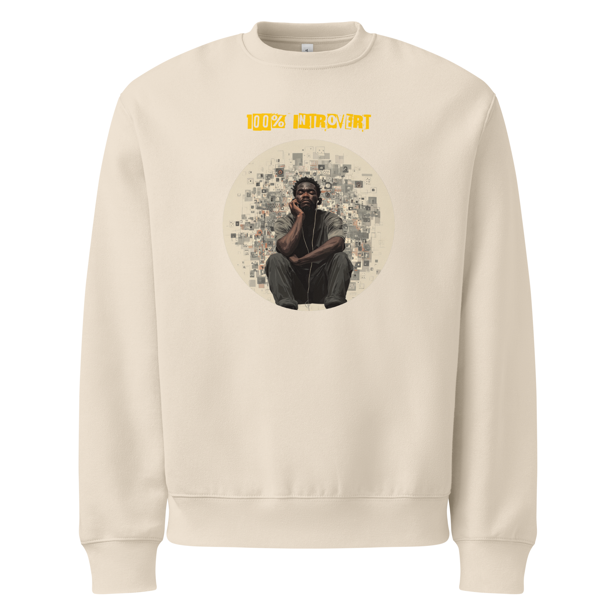 IntrovertedAlpha™ Oversized Sweatshirt in Dust for men, soft neutral sweatshirt with a relaxed oversized fit