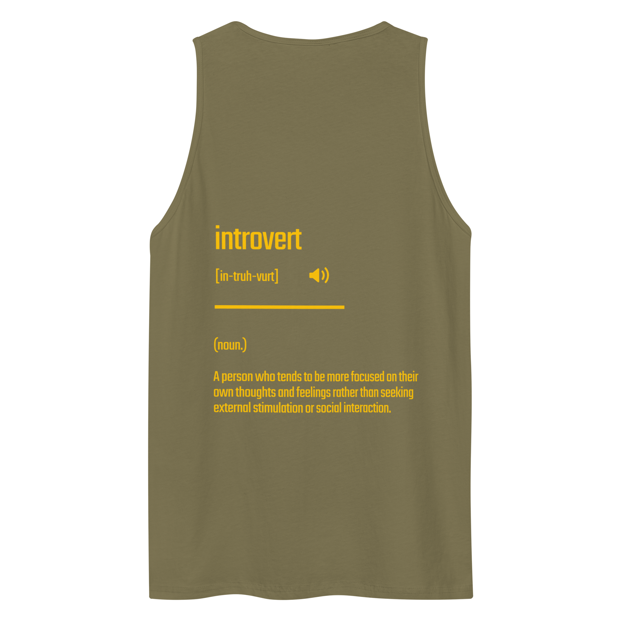 IntrovertedAlpha™ Tank Top in Military Green for men, athletic streetwear tank with a grounded utilitarian tone