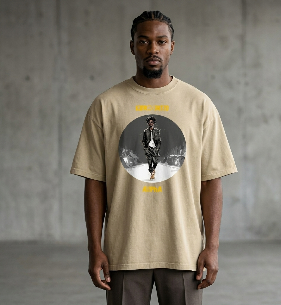 Xantho Philos™ Oversized Faded T-Shirt in Faded Khaki for men, neutral oversized T-shirt with casual streetwear style