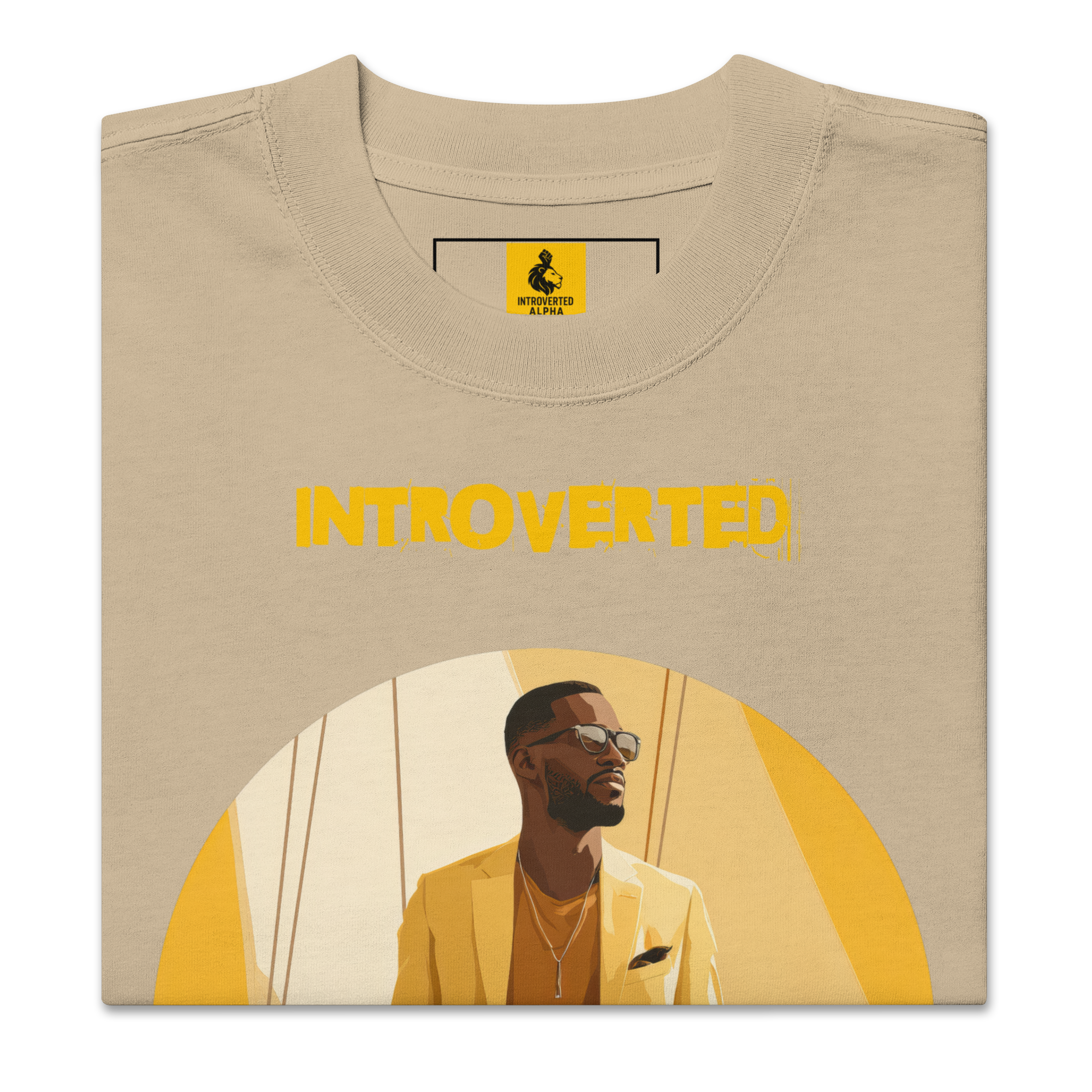 Xantho Philos™ Oversized Faded T-Shirt in Faded Khaki for men, neutral oversized T-shirt with casual streetwear style
