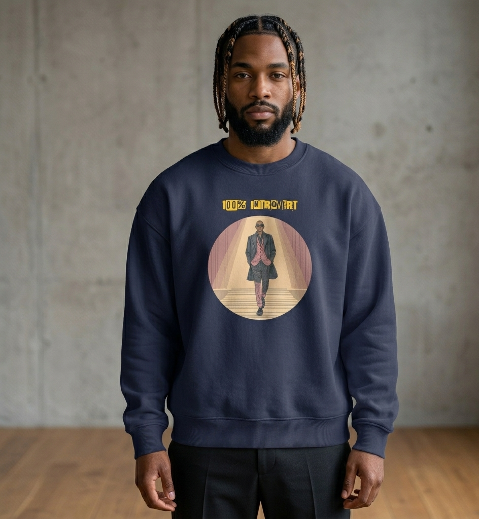 IntrovertedAlpha™ Oversized Sweatshirt in Navy for men, minimalist premium sweatshirt with everyday streetwear style