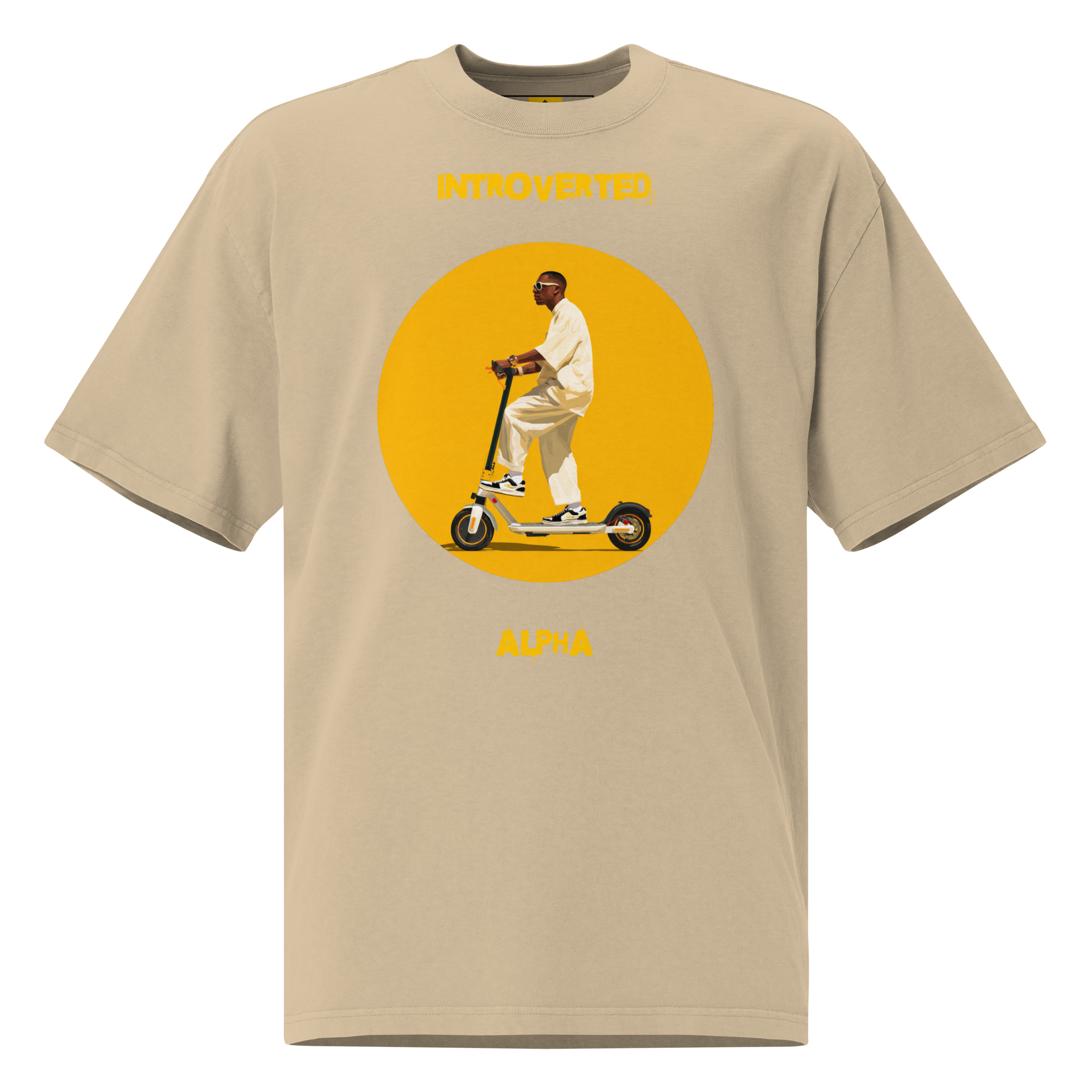 Xantho Philos™ Oversized Faded T-Shirt in Faded Khaki for men, neutral oversized T-shirt with casual streetwear style