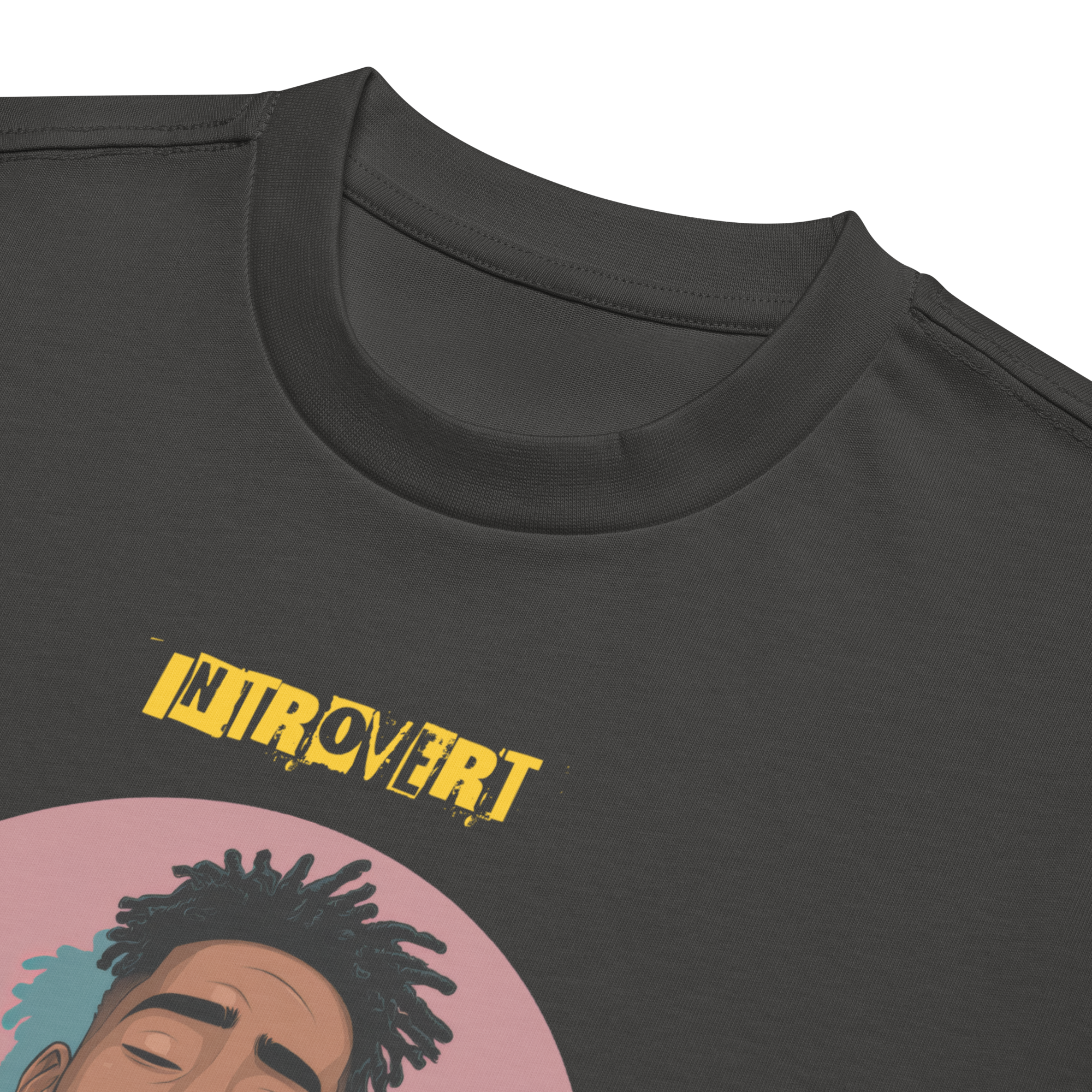 IntrovertedAlpha™ Box Tee in Vintage Black for men, washed boxy T-shirt with a relaxed streetwear silhouette