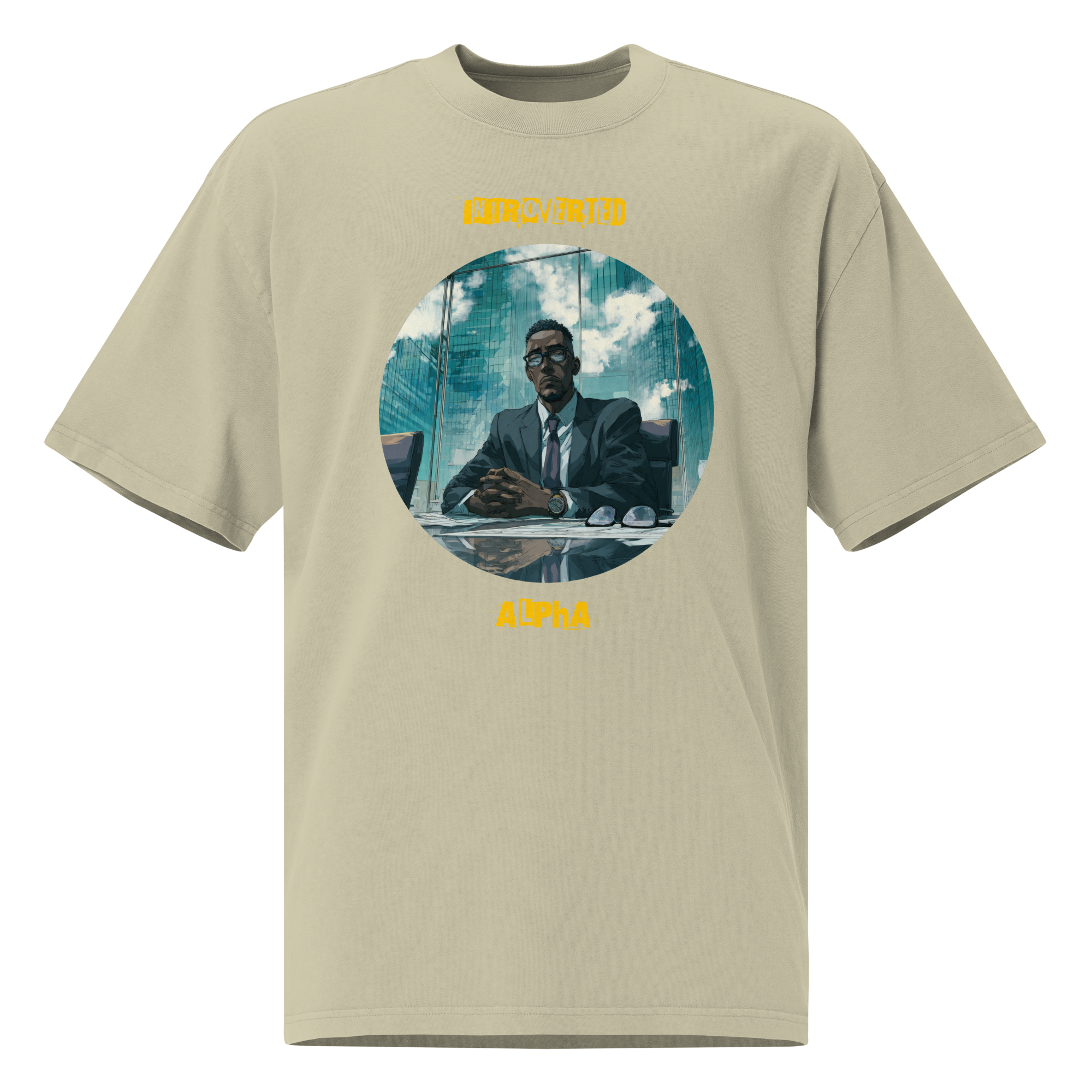 IntrovertedAlpha™ Oversized Faded T-Shirt in Faded Eucalyptus for men, washed green oversized T-shirt with premium casual style
