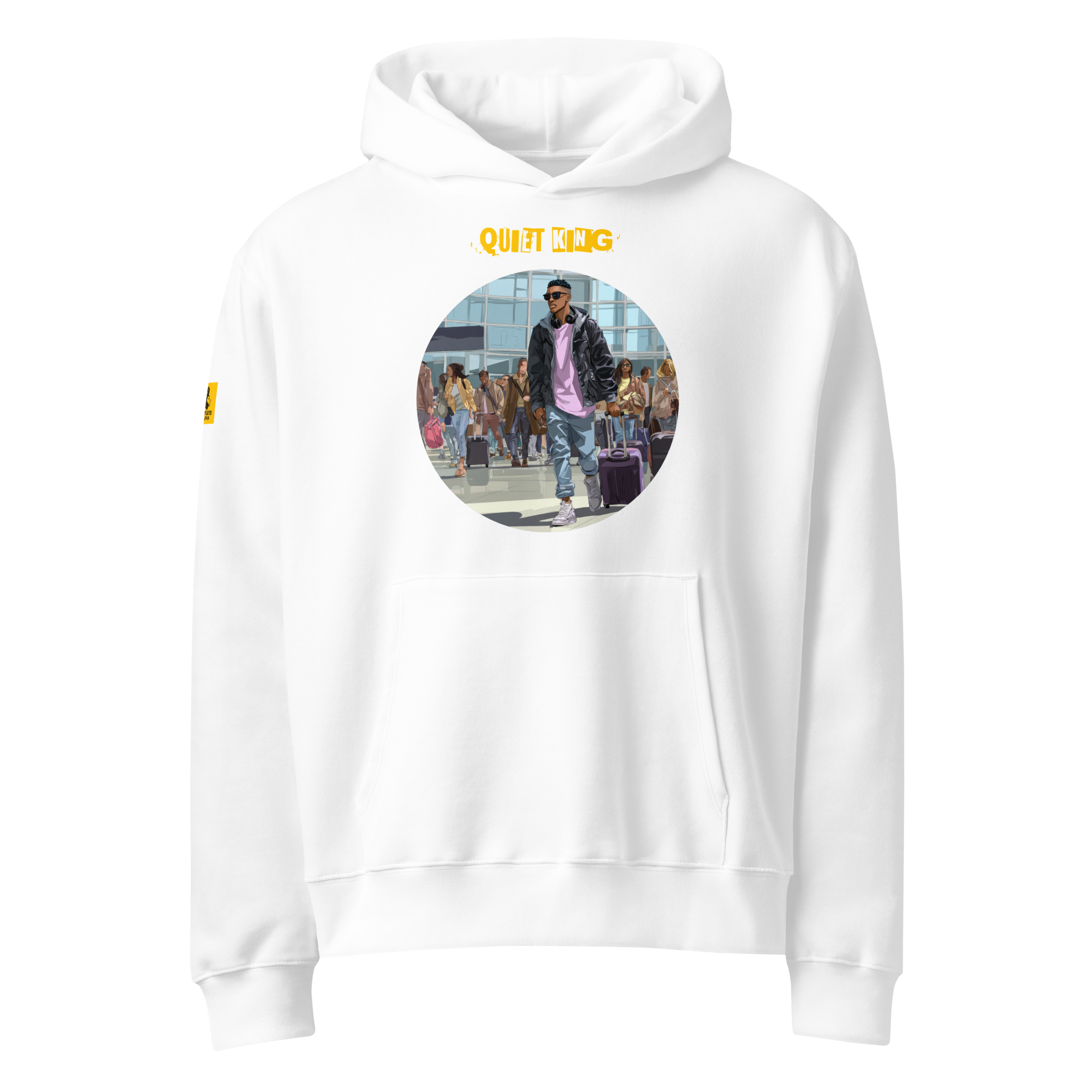 IntrovertedAlpha™ Oversized Hoodie in White for men, crisp minimalist oversized hoodie with premium streetwear appeal