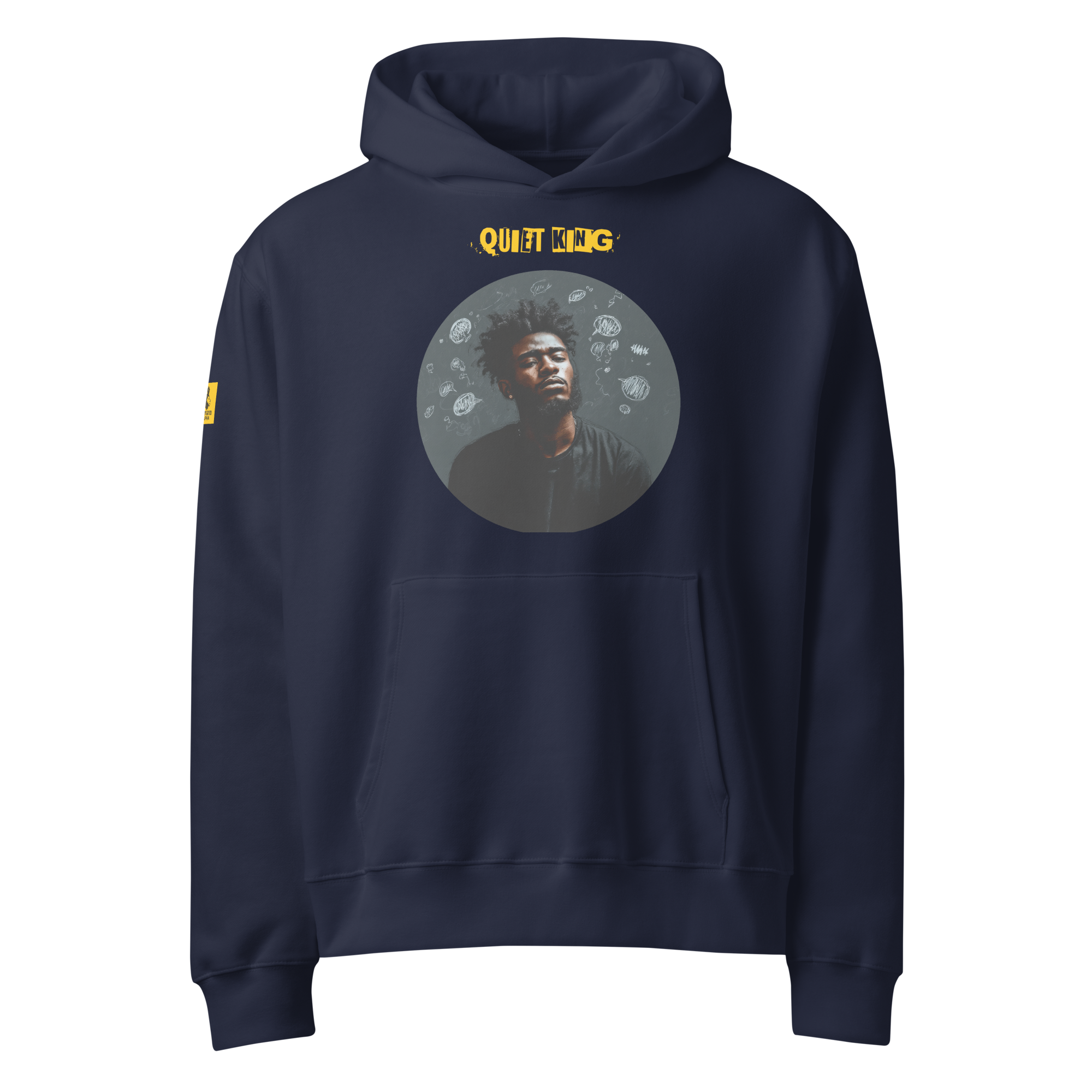 IntrovertedAlpha™ Oversized Hoodie in Navy for men, minimalist heavyweight hoodie with a relaxed streetwear fit