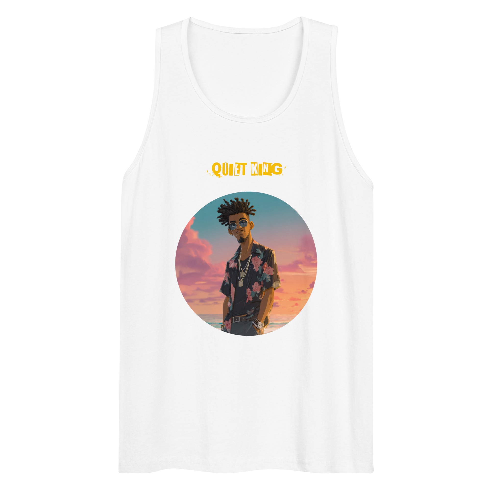 IntrovertedAlpha™ Tank Top in White for men, crisp minimalist tank top with a breathable everyday fit