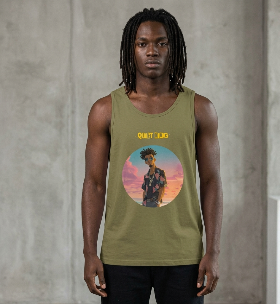 IntrovertedAlpha™ Tank Top in Military Green for men, athletic streetwear tank with a grounded utilitarian tone