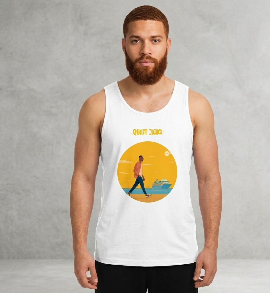 IntrovertedAlpha™ Tank Top in White for men, crisp minimalist tank top with a breathable everyday fit