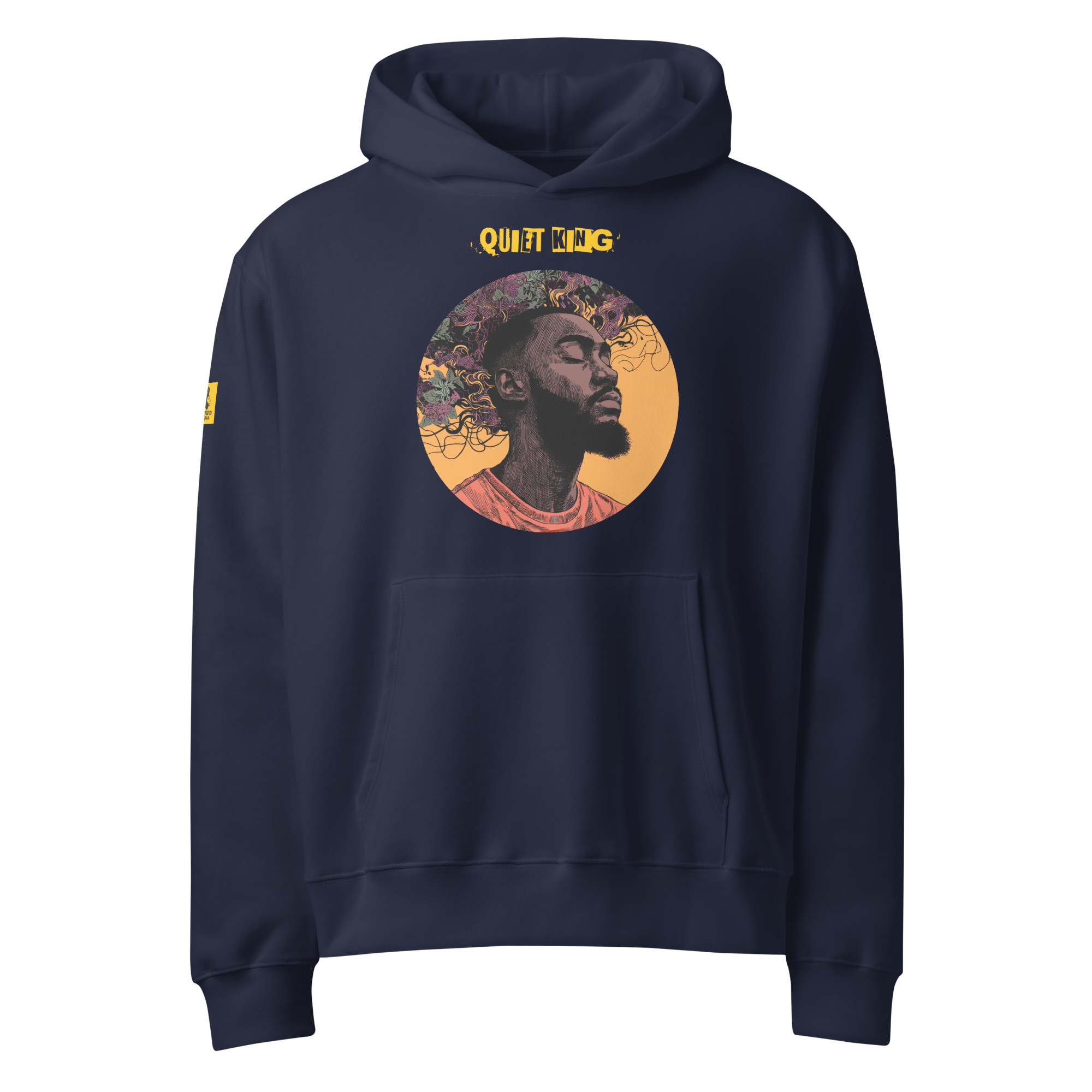 IntrovertedAlpha™ Oversized Hoodie in Navy for men, minimalist heavyweight hoodie with a relaxed streetwear fit
