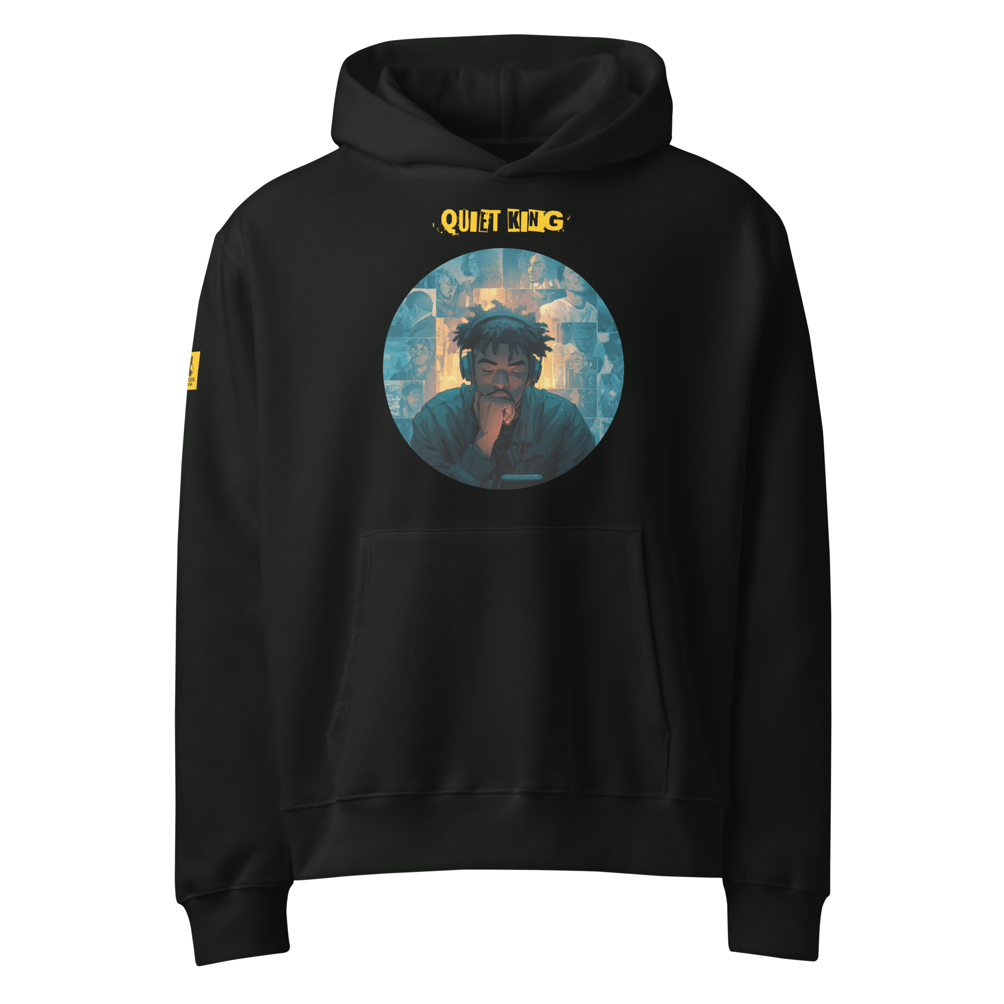 IntrovertedAlpha™ Oversized Hoodie in Vintage Black for men, premium heavyweight streetwear with a relaxed oversized fit