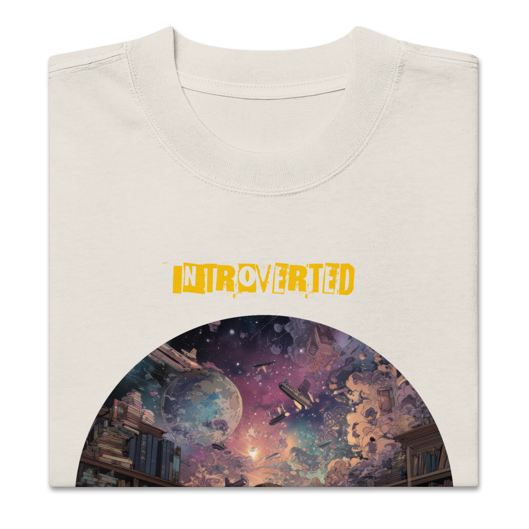 IntrovertedAlpha™ Oversized Faded T-Shirt in Faded Bone for men, soft neutral oversized T-shirt with a minimalist streetwear feel