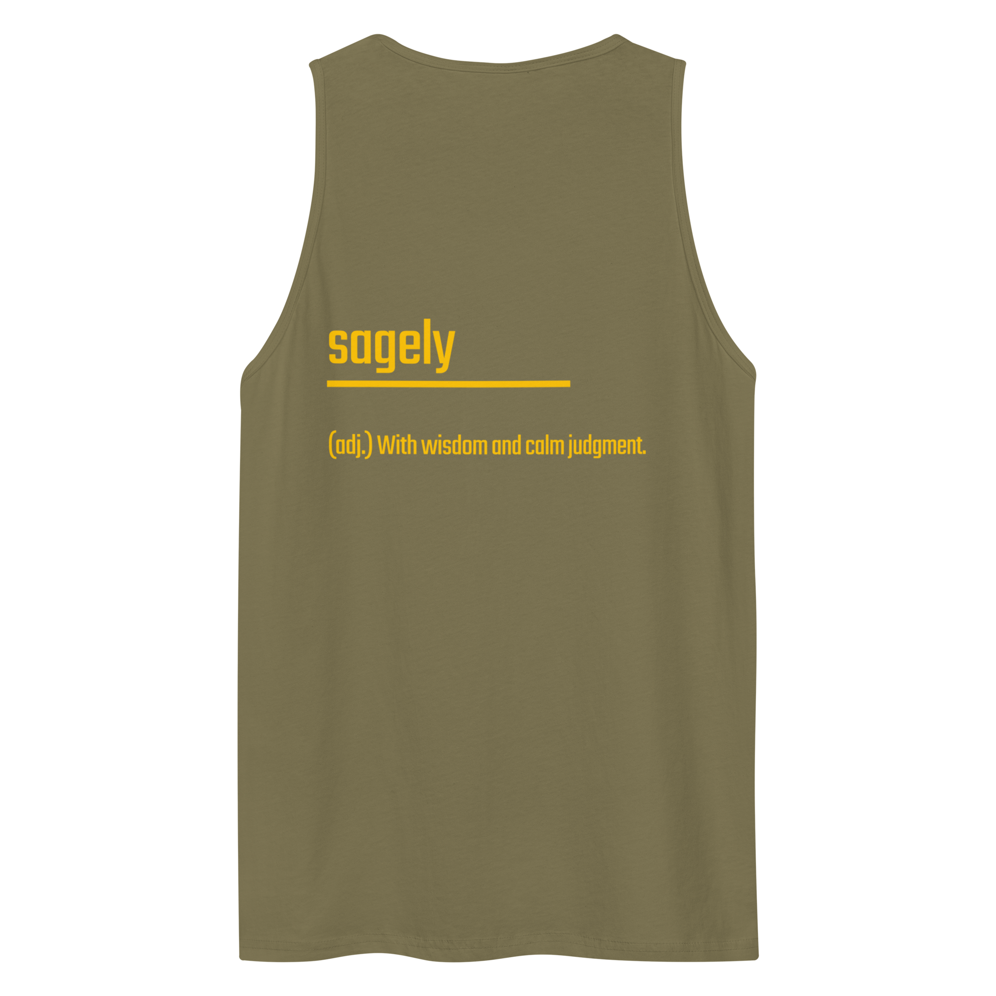 IntrovertedAlpha™ Tank Top in Military Green for men, athletic streetwear tank with a grounded utilitarian tone