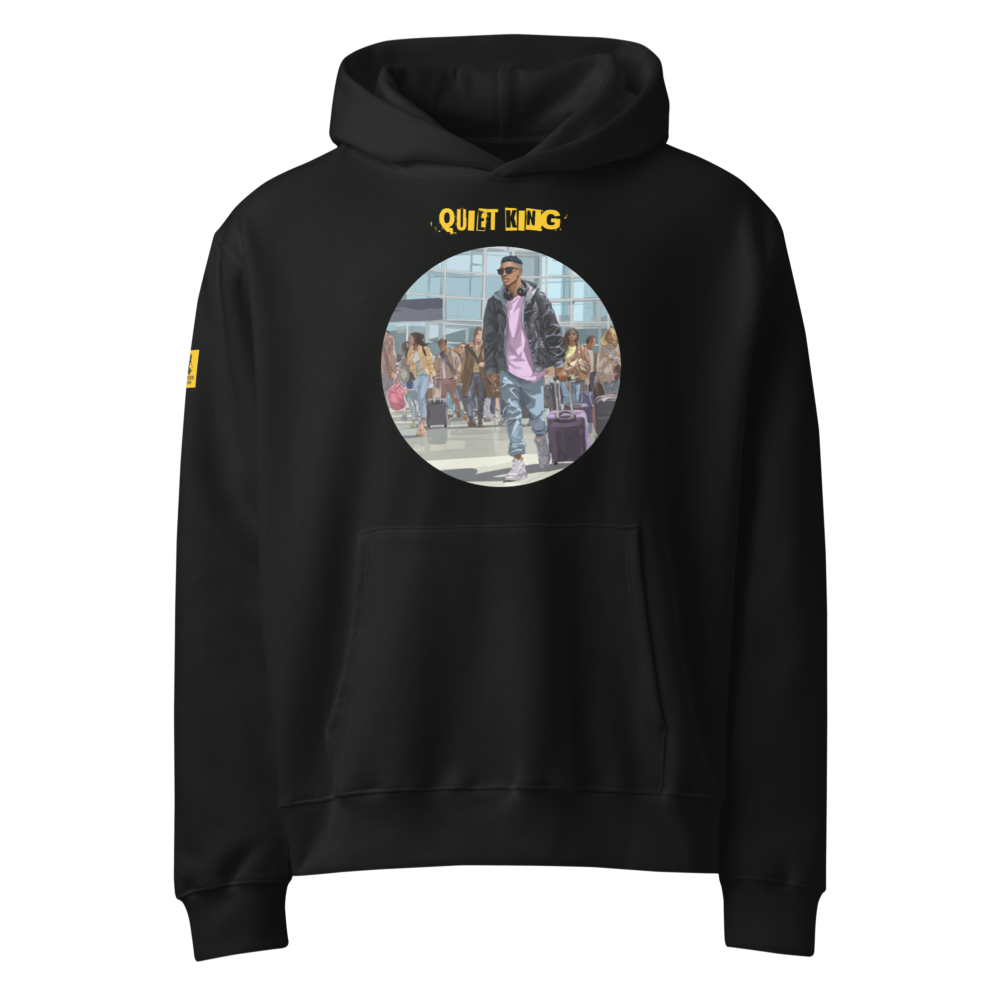 IntrovertedAlpha™ Oversized Hoodie in Vintage Black for men, premium heavyweight streetwear with a relaxed oversized fit