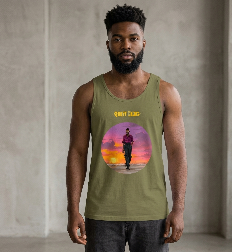 IntrovertedAlpha™ Tank Top in Military Green for men, athletic streetwear tank with a grounded utilitarian tone