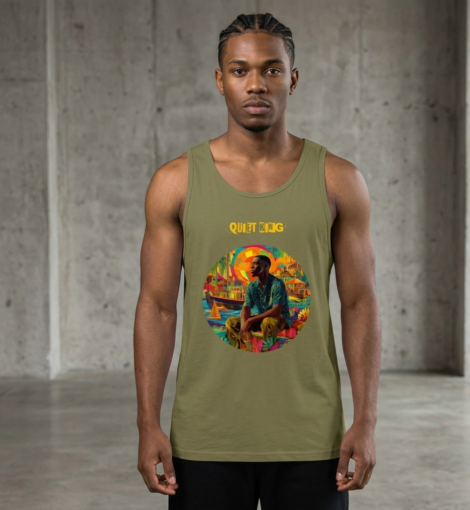 IntrovertedAlpha™ Tank Top in Military Green for men, athletic streetwear tank with a grounded utilitarian tone