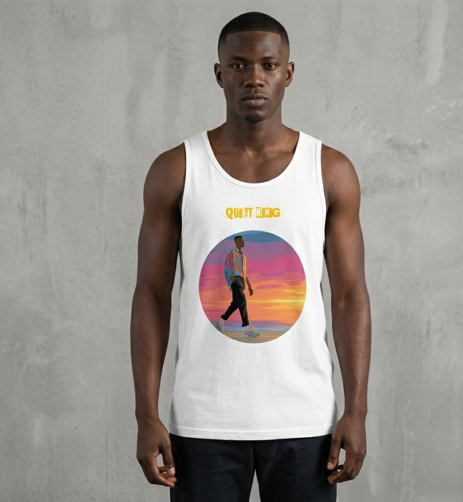 IntrovertedAlpha™ Tank Top in White for men, crisp minimalist tank top with a breathable everyday fit
