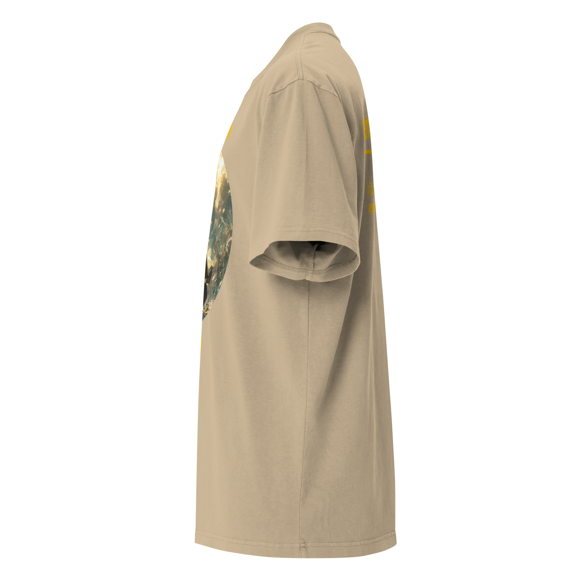 IntrovertedAlpha™ Oversized Faded T-Shirt in Faded Khaki for men, neutral oversized T-shirt with casual streetwear style