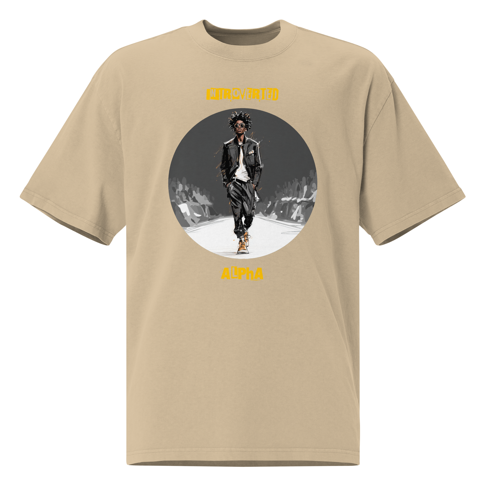 Xantho Philos™ Oversized Faded T-Shirt in Faded Khaki for men, neutral oversized T-shirt with casual streetwear style