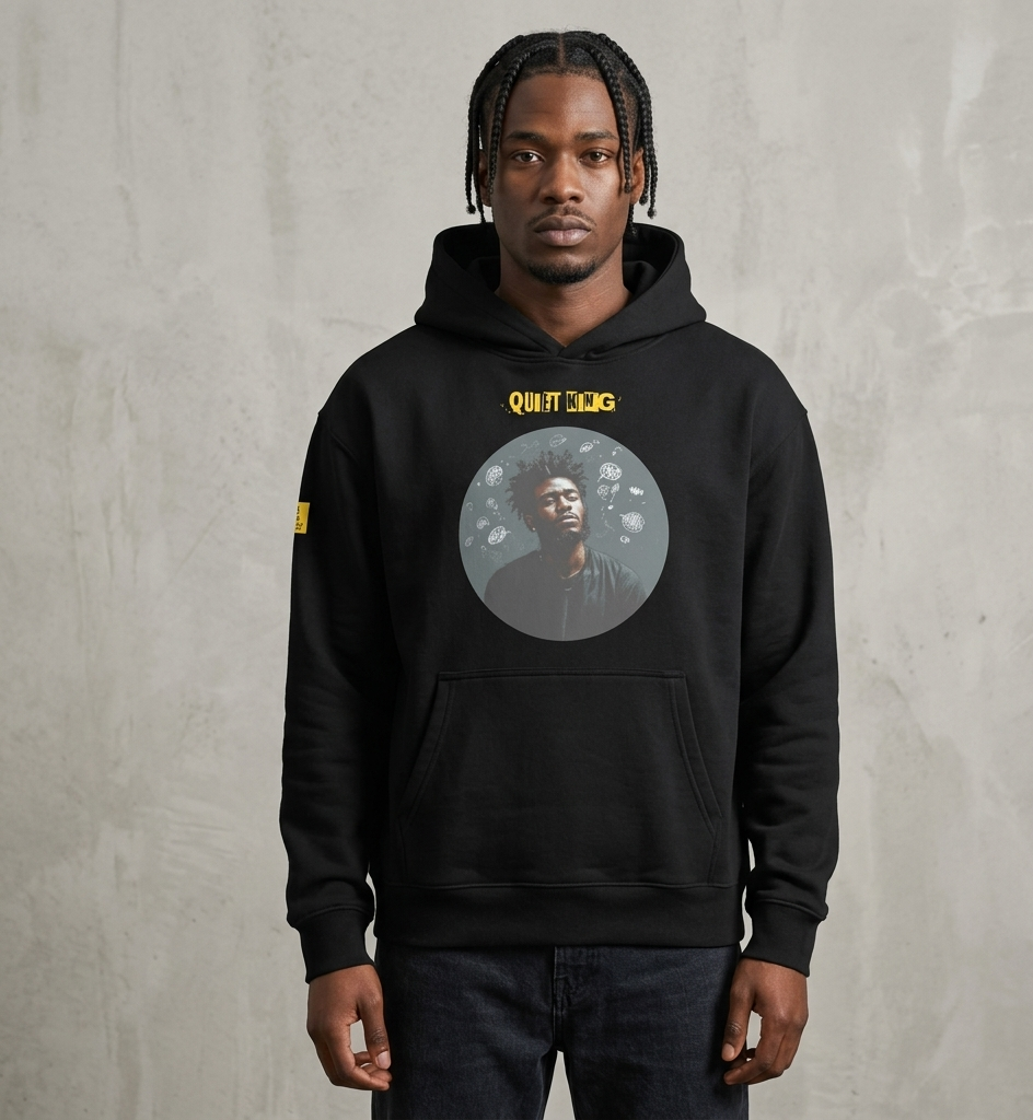 IntrovertedAlpha™ Oversized Hoodie in Vintage Black for men, premium heavyweight streetwear with a relaxed oversized fit