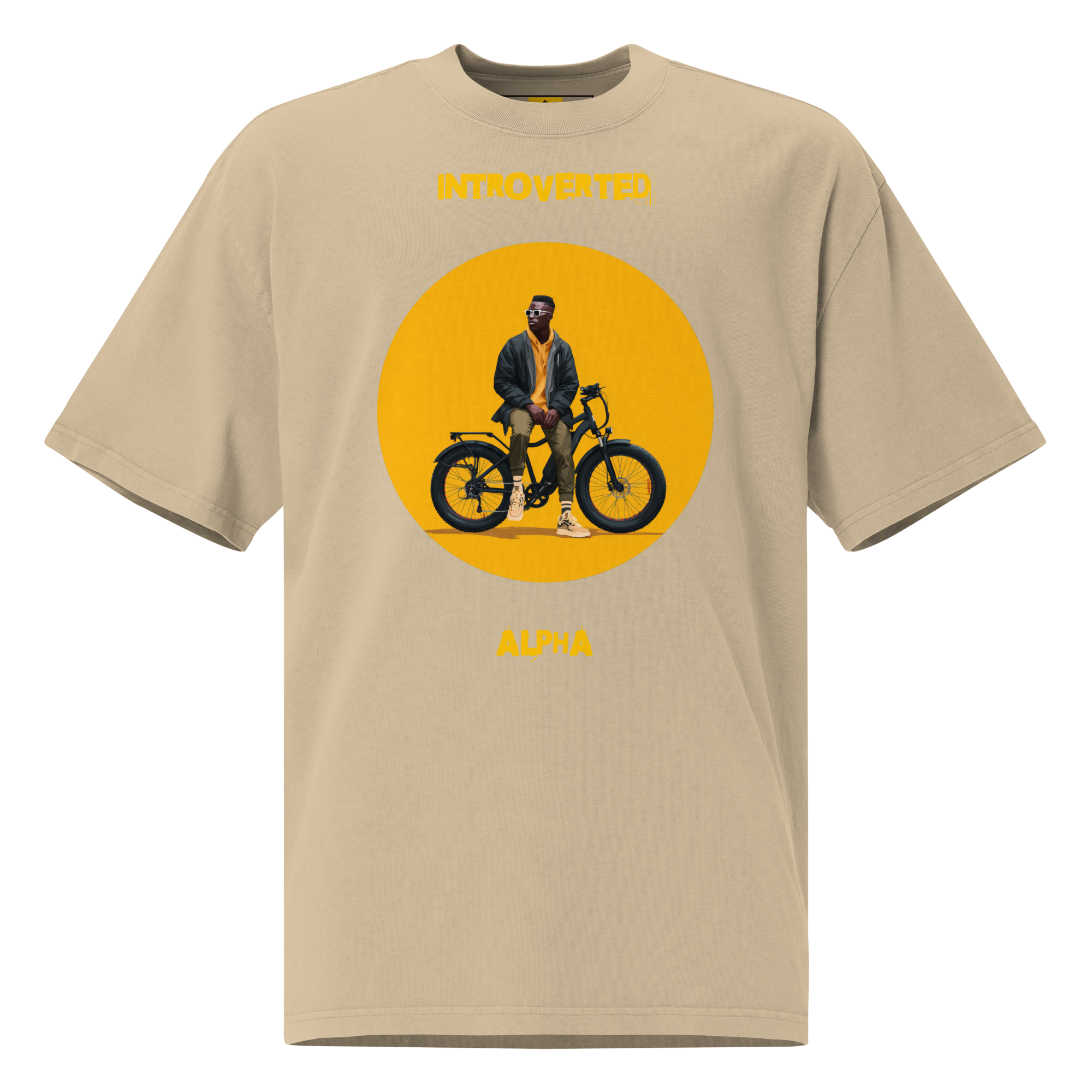 Xantho Philos™ Oversized Faded T-Shirt in Faded Khaki for men, neutral oversized T-shirt with casual streetwear style