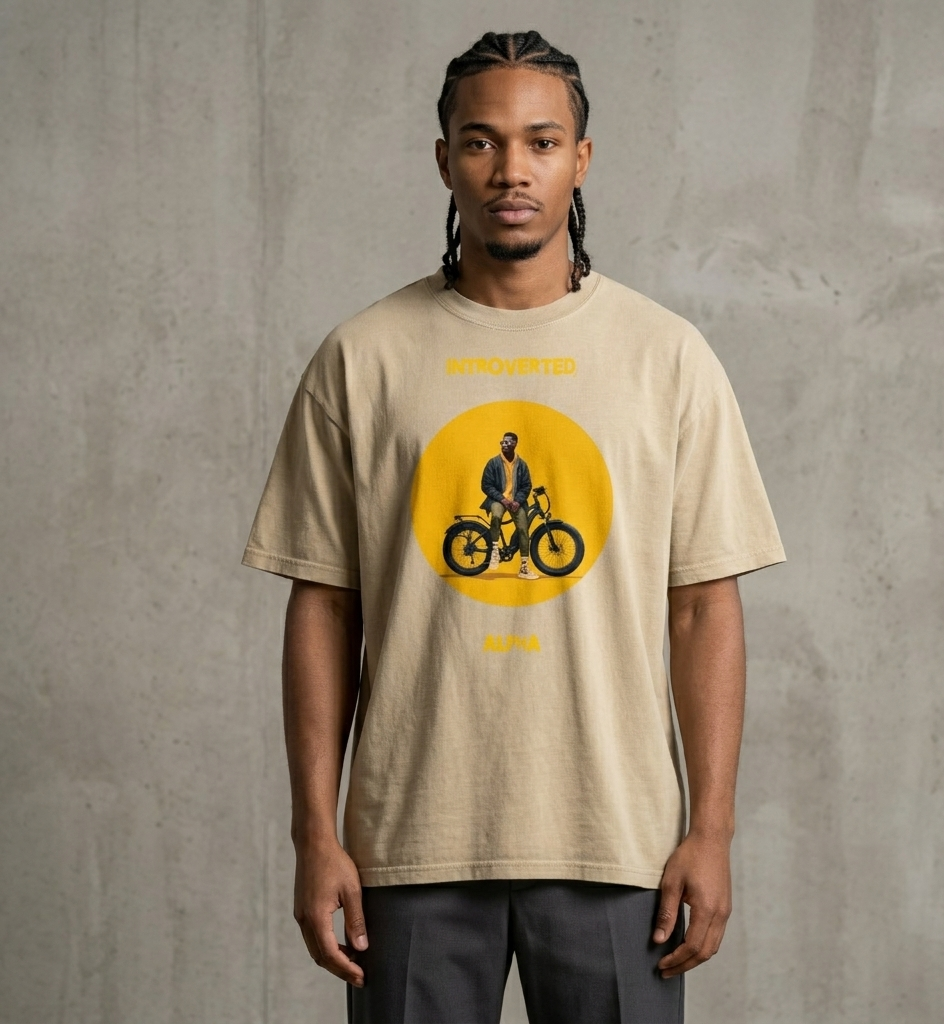 Xantho Philos™ Oversized Faded T-Shirt in Faded Khaki for men, neutral oversized T-shirt with casual streetwear style